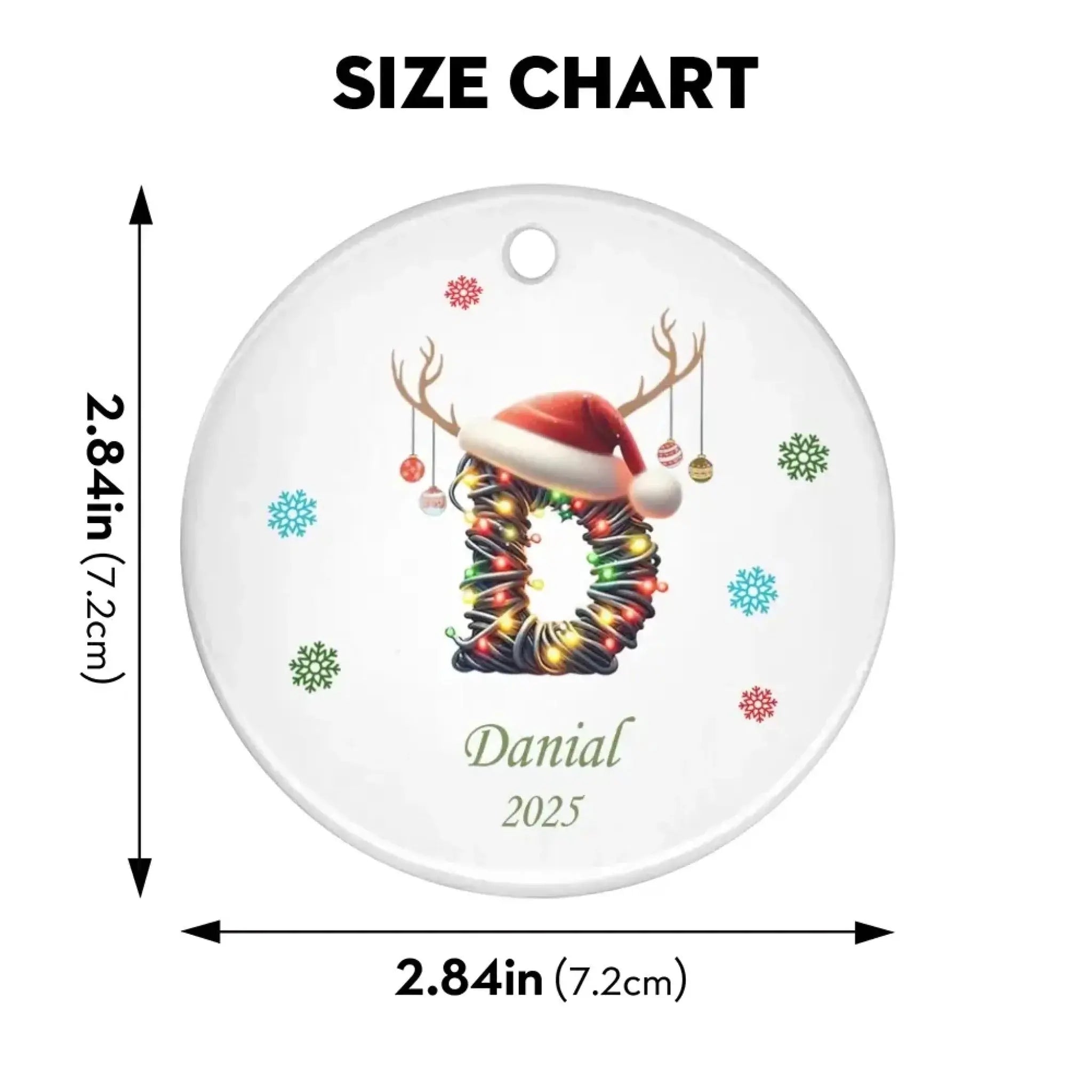 Custom Ceramic Ornament - Personalized Letter Name for Christmas-4