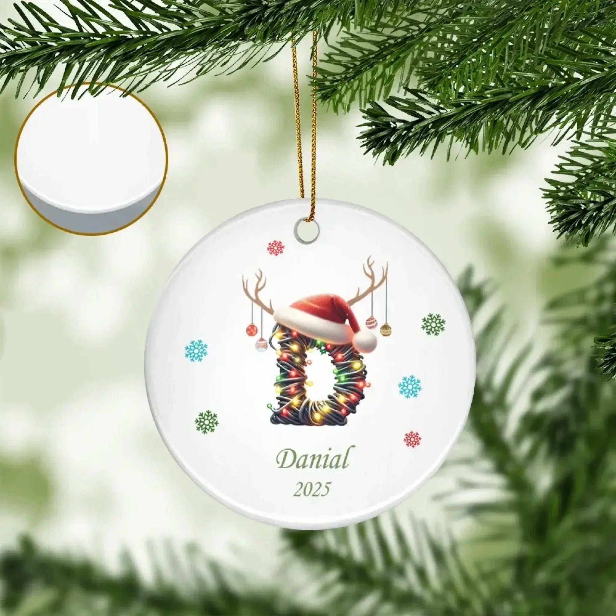 Custom Ceramic Ornament - Personalized Letter Name for Christmas-3
