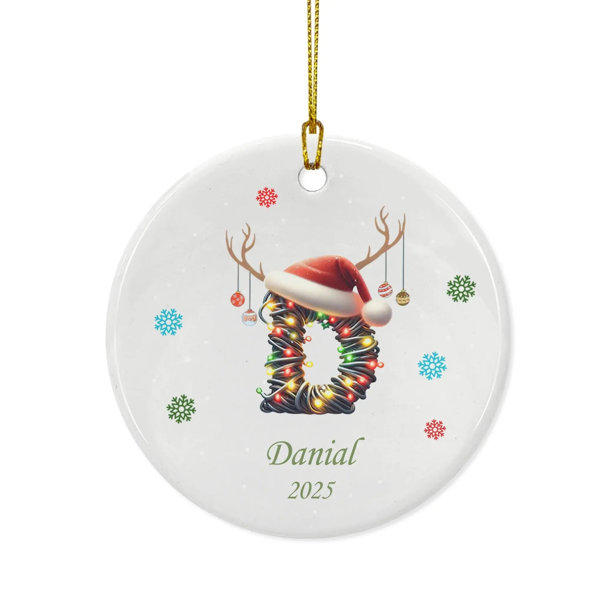 Custom Ceramic Ornament - Personalized Letter Name for Christmas Duconspace