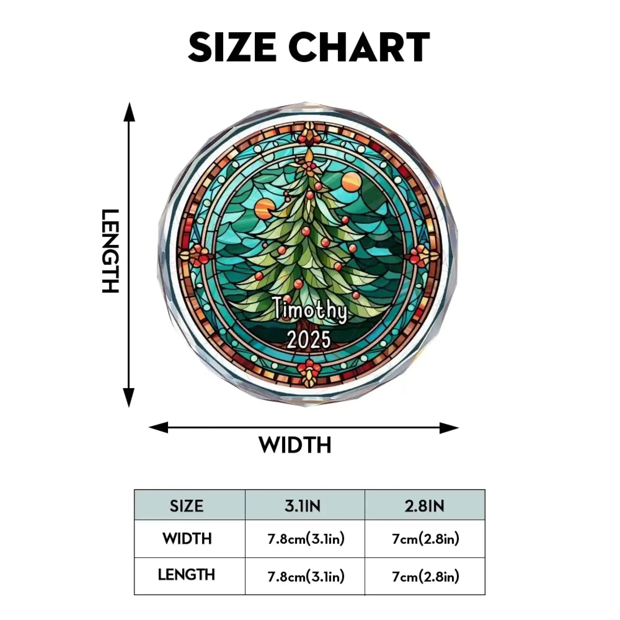 Personalized Stained Glass Christmas Tree - Custom Ornament Gift-5