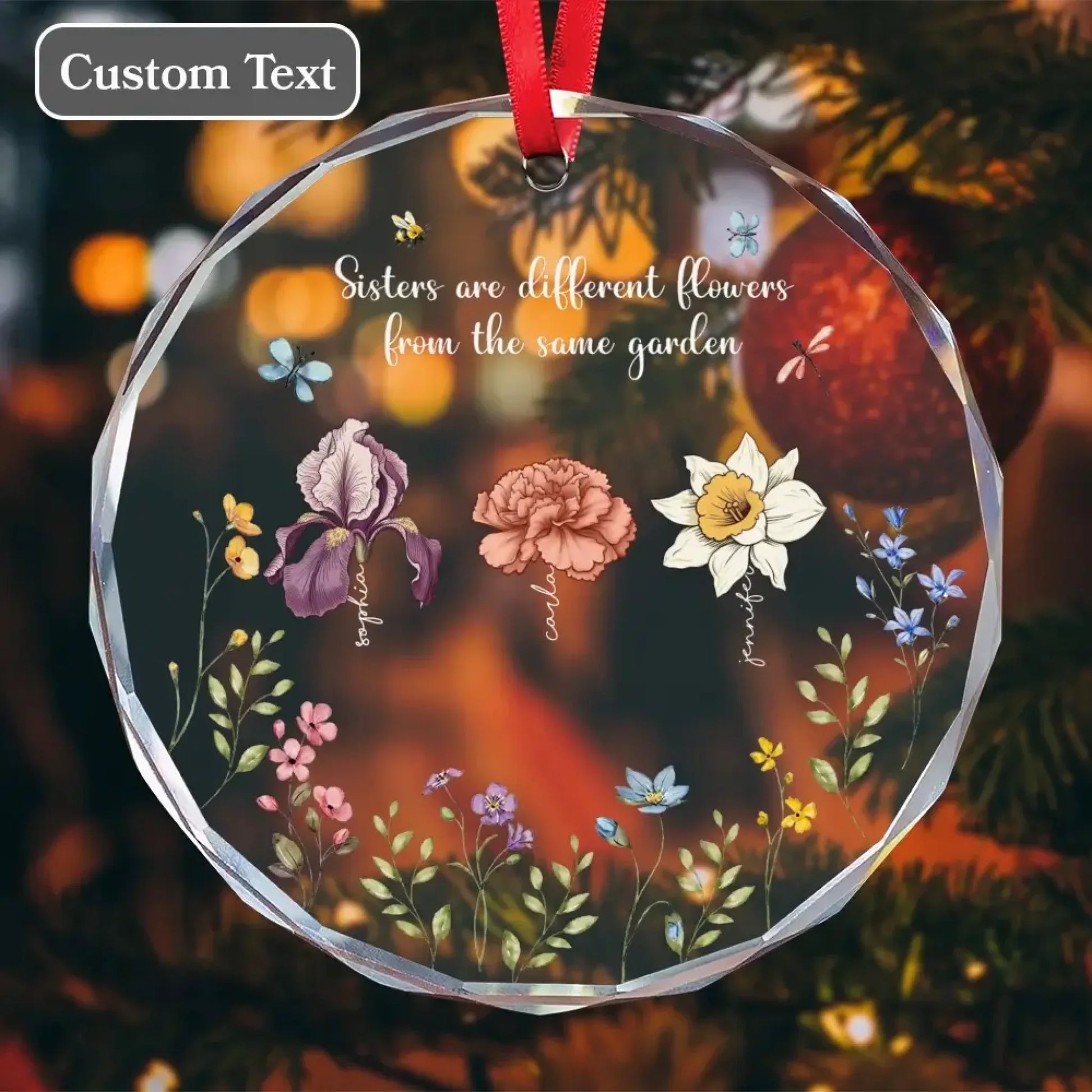 Custom Glass Ornament - Personalized Sister And Friends gift-1