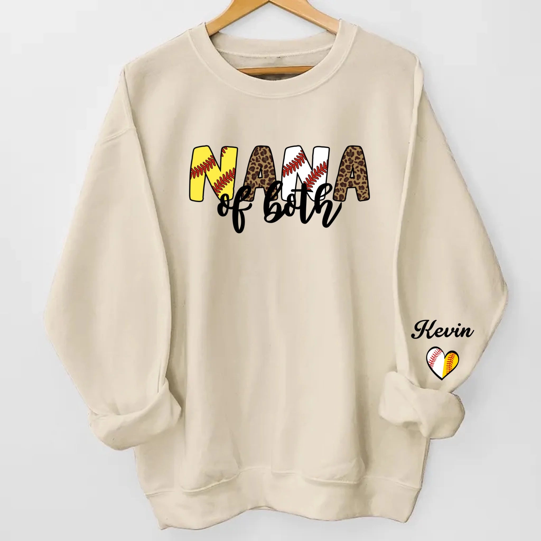 Leopard Nana Of Both Baseball Softball Grandma Mother's Day Sweatshirt