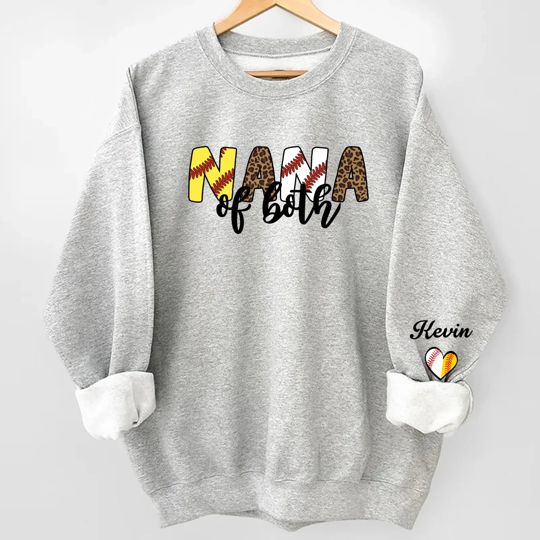 Leopard Nana Of Both Baseball Softball Grandma Mother's Day Sweatshirt