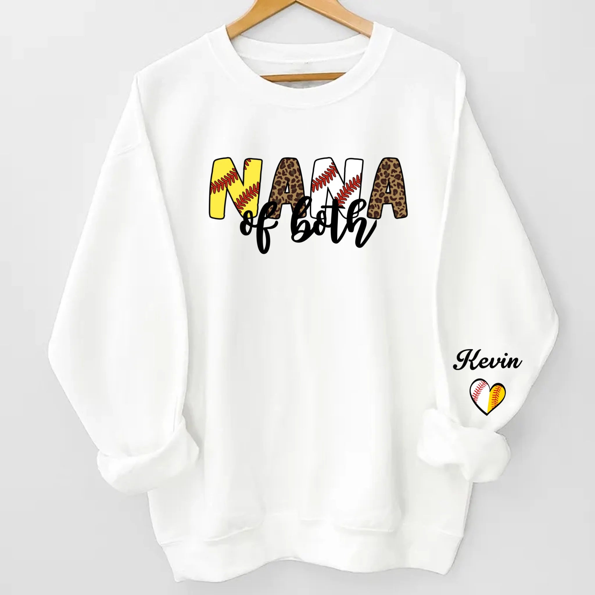 Leopard Nana Of Both Baseball Softball Grandma Mother's Day Sweatshirt