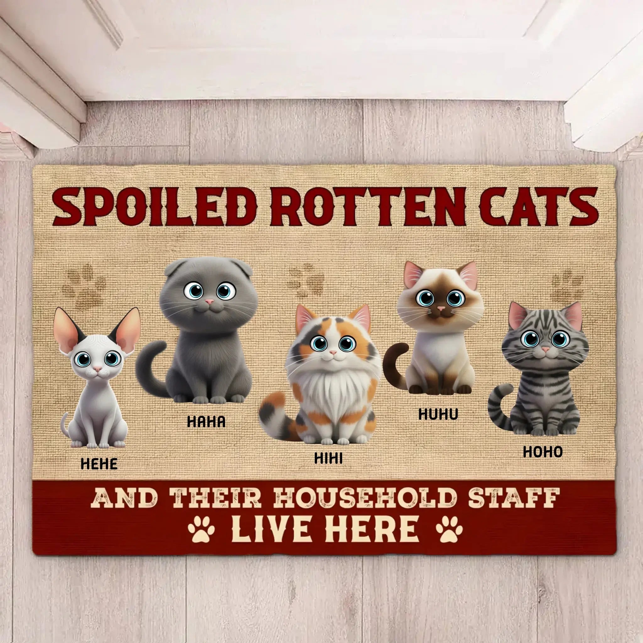 Custom Cat Doormat - Spoiled Cats Live Here Doormat Duconspace
