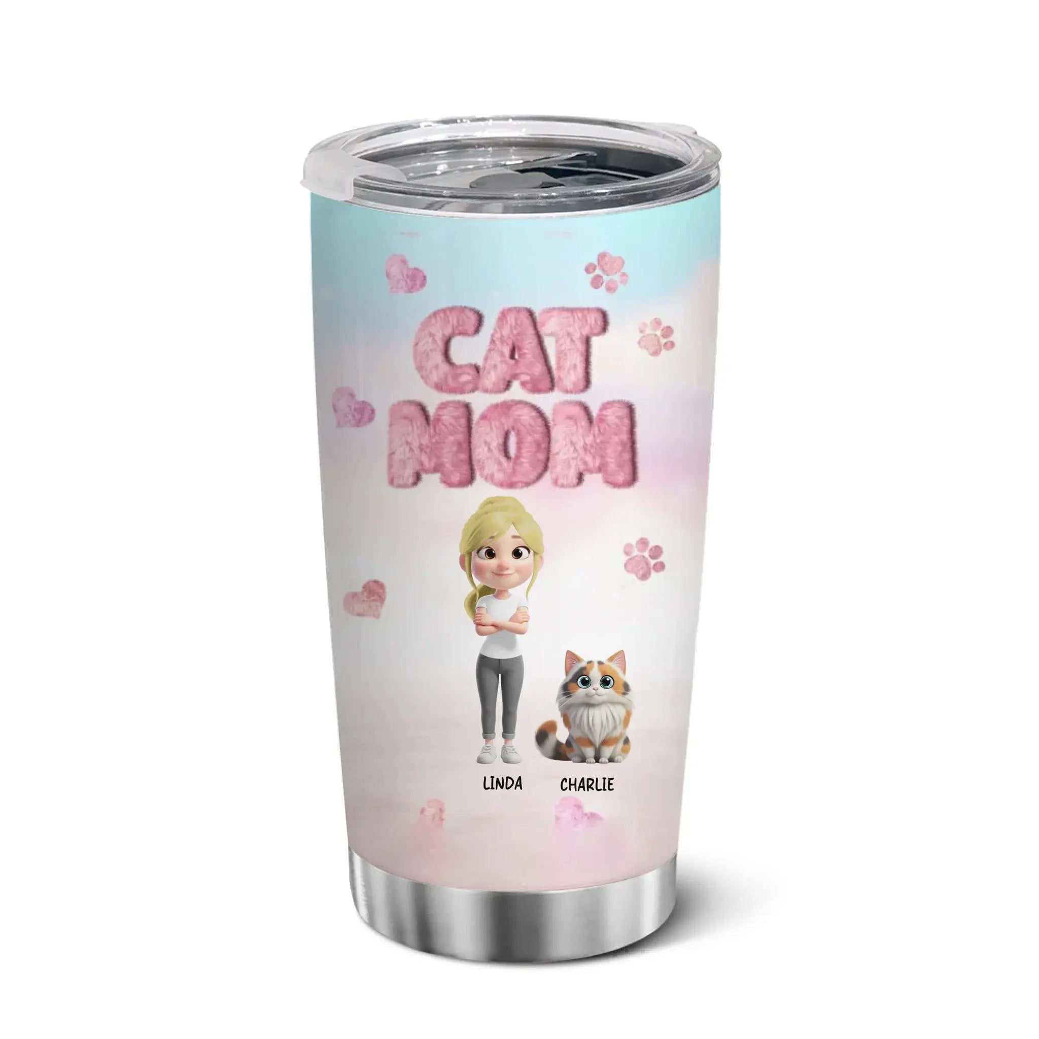 Lovely Cat Mom Tumbler – Custom 20Oz Stainless Steel Travel Mug for Pet Lovers Duconspace