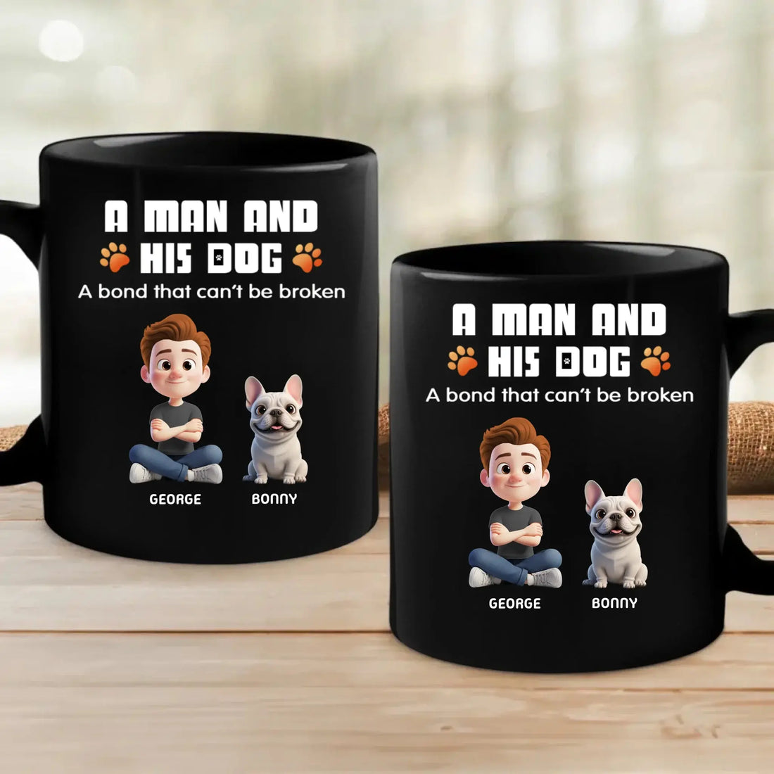 Custom Coffee Mug for Dog Lovers - Human & Their Dog Cartoon Mug Duconspace