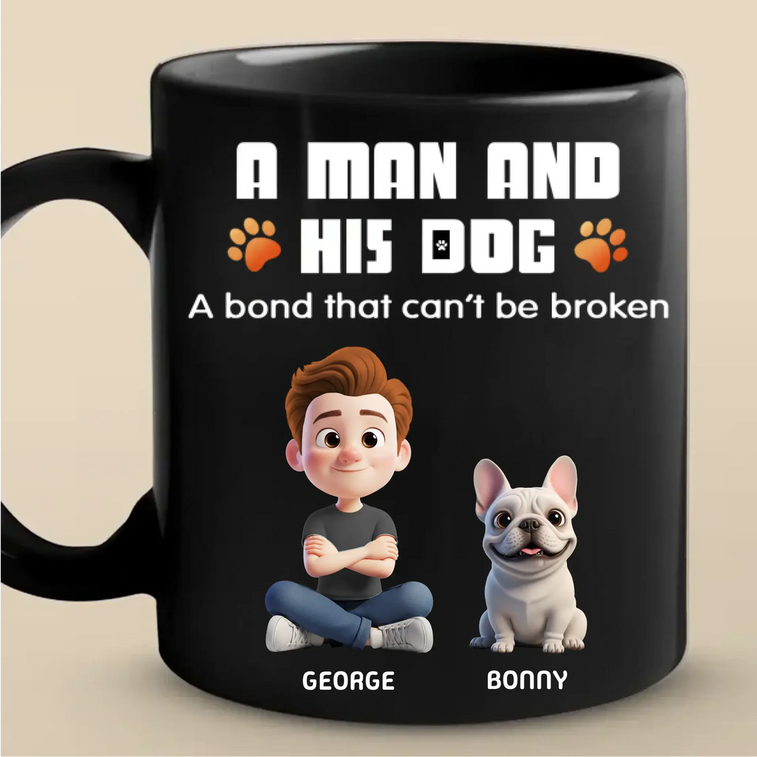 Custom Coffee Mug for Dog Lovers - Human & Their Dog Cartoon Mug Duconspace