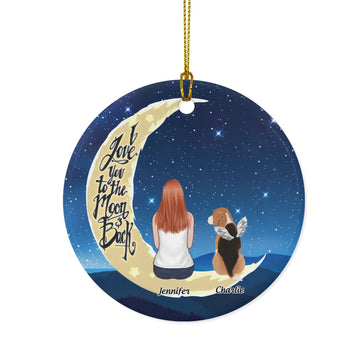 Custom Ceramic Ornament For Pet Lovers - I Love You To The Moon Ornament