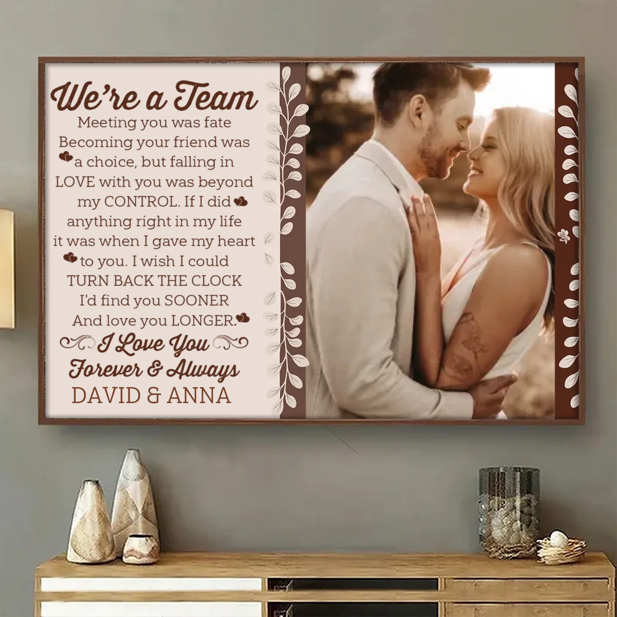 Meeting You Was Fate, Loving You Is Forever - Custom Photo Couple Poster, Personalized Family Wall Art Gift