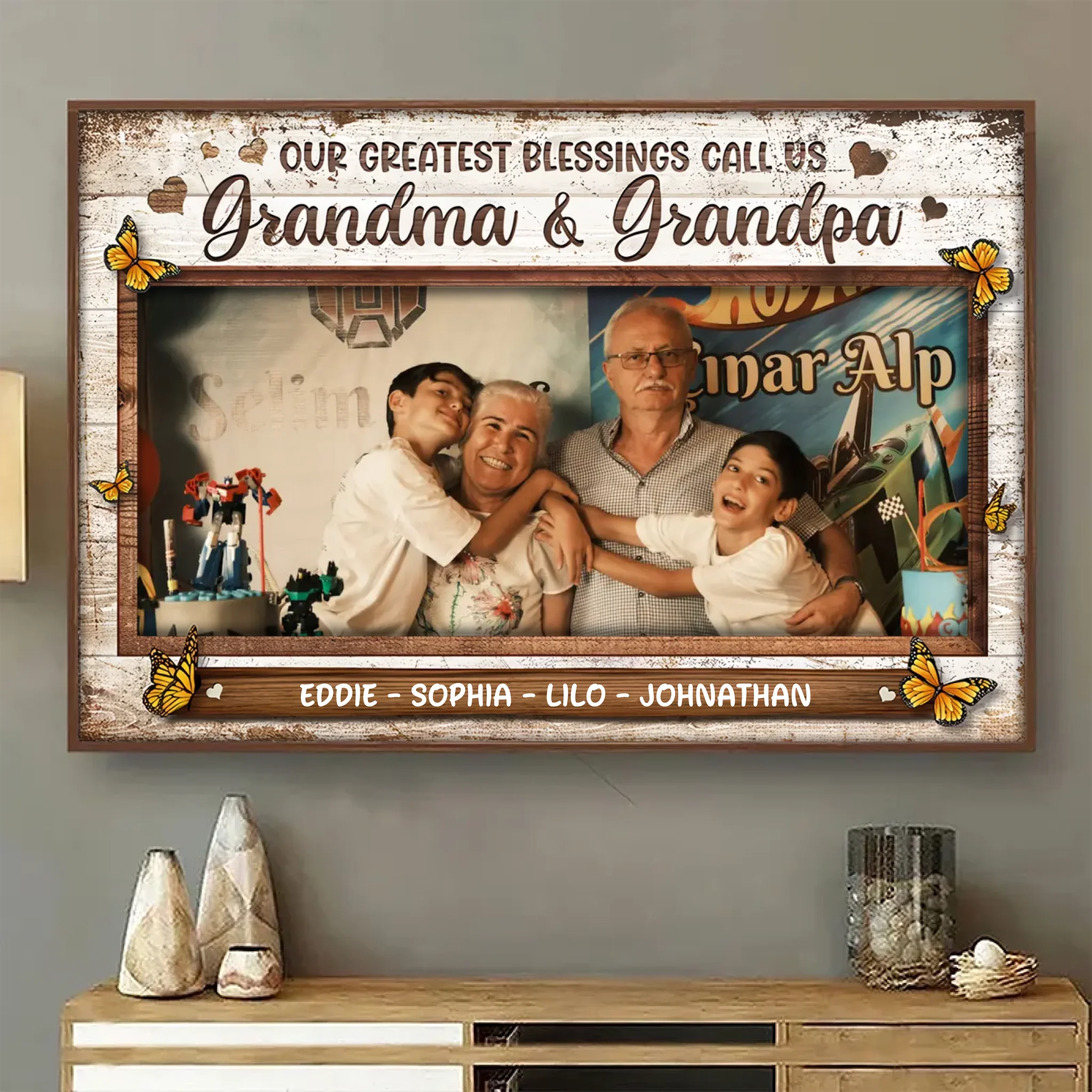 Grandkids Make Life More Grand – Personalized Horizontal Poster with Photo Upload, Heartfelt Gift for Grandparents - POS-MAY25-015-HA