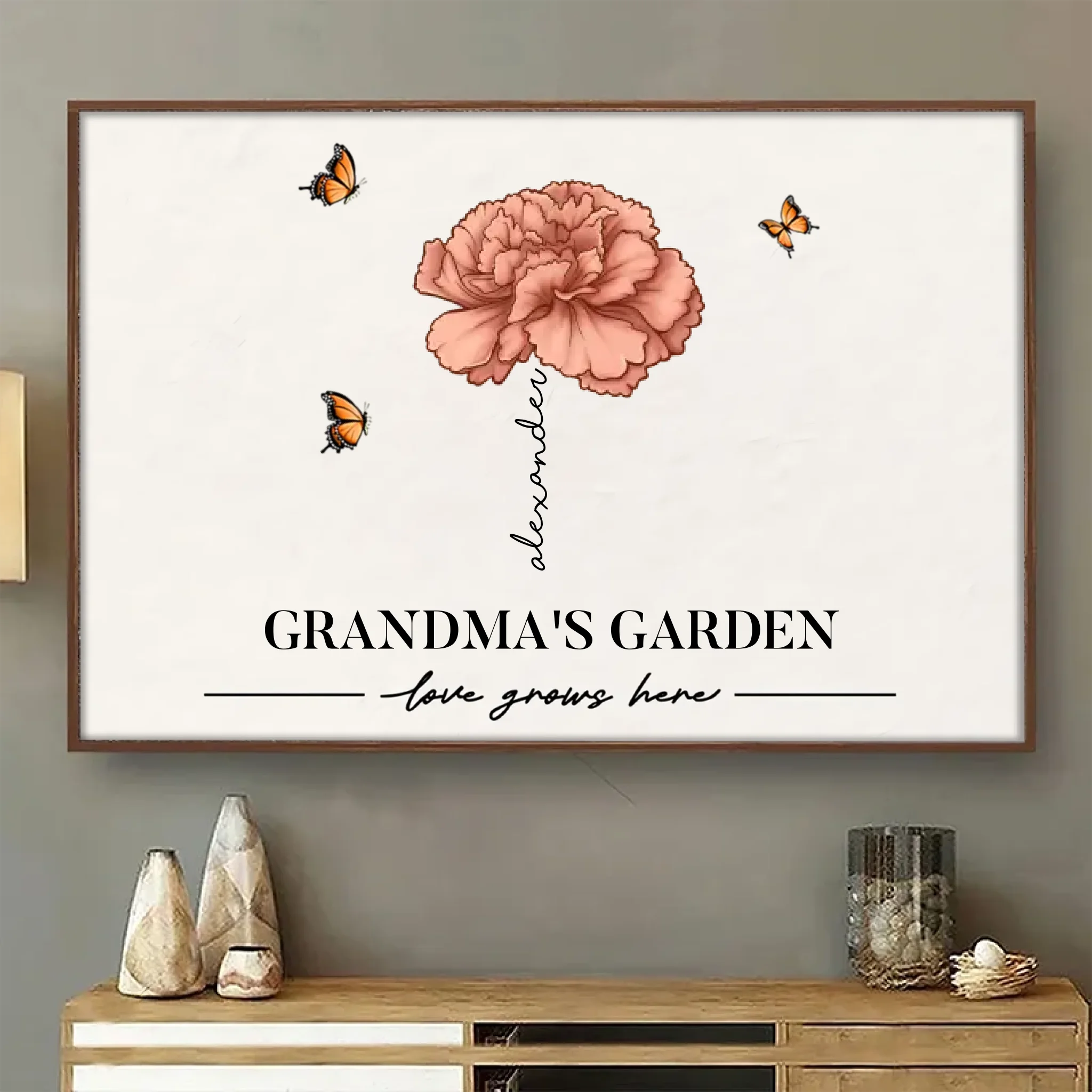 Grandma's Garden of Love – Personalized Birth Month Flowers Poster, Custom Gift Celebrating Grandchildren