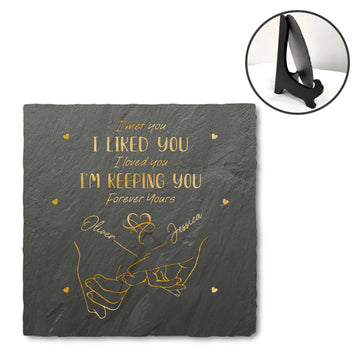 I Liked You Couple Personalized Custom Square Shaped Stone With Stand