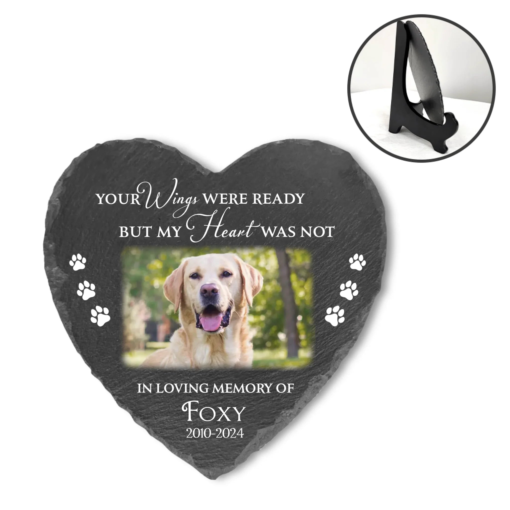Custom Pet Memorial Stone with Paw and Angel Wings - Thoughtful Sympathy Gift for Dog Loss and Pet Lovers