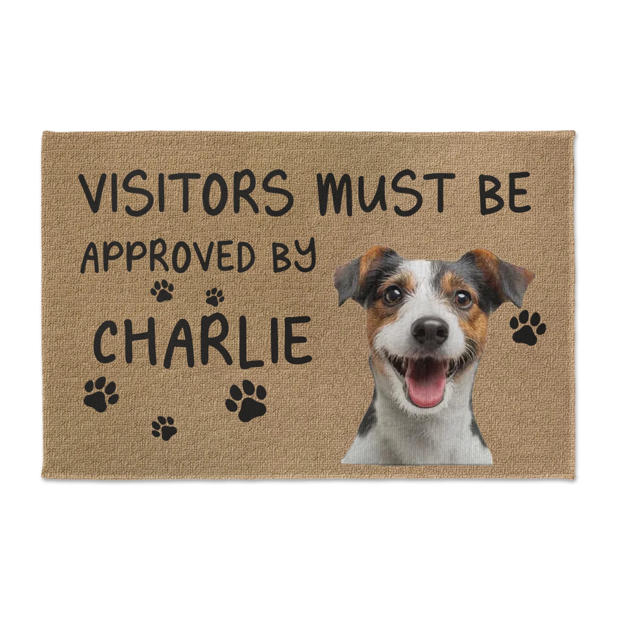 Custom Photo Visitors Must Be Approved By This Dog - Dog & Cat Personalized Doormat