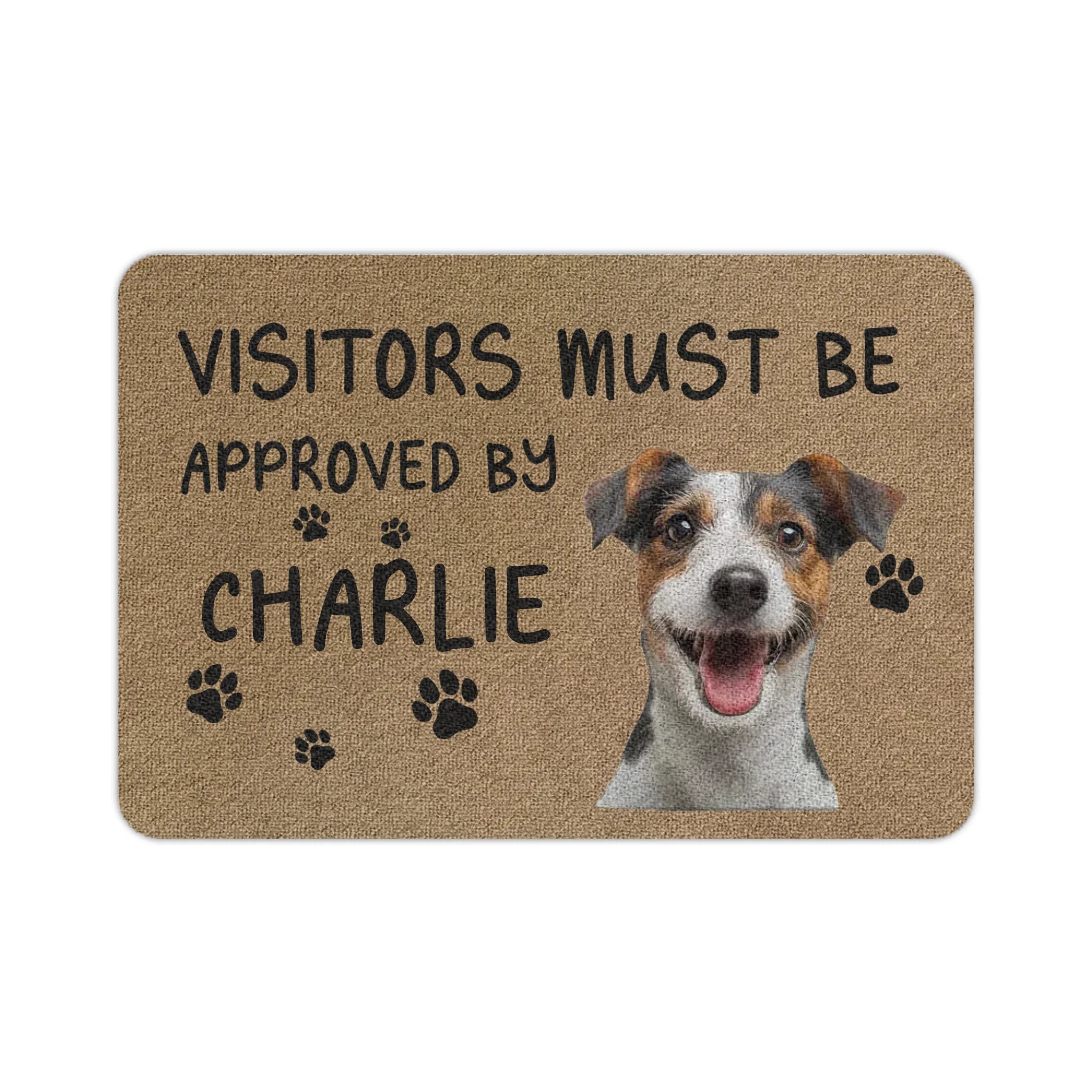 Custom Photo Visitors Must Be Approved By This Dog - Dog & Cat Personalized Doormat