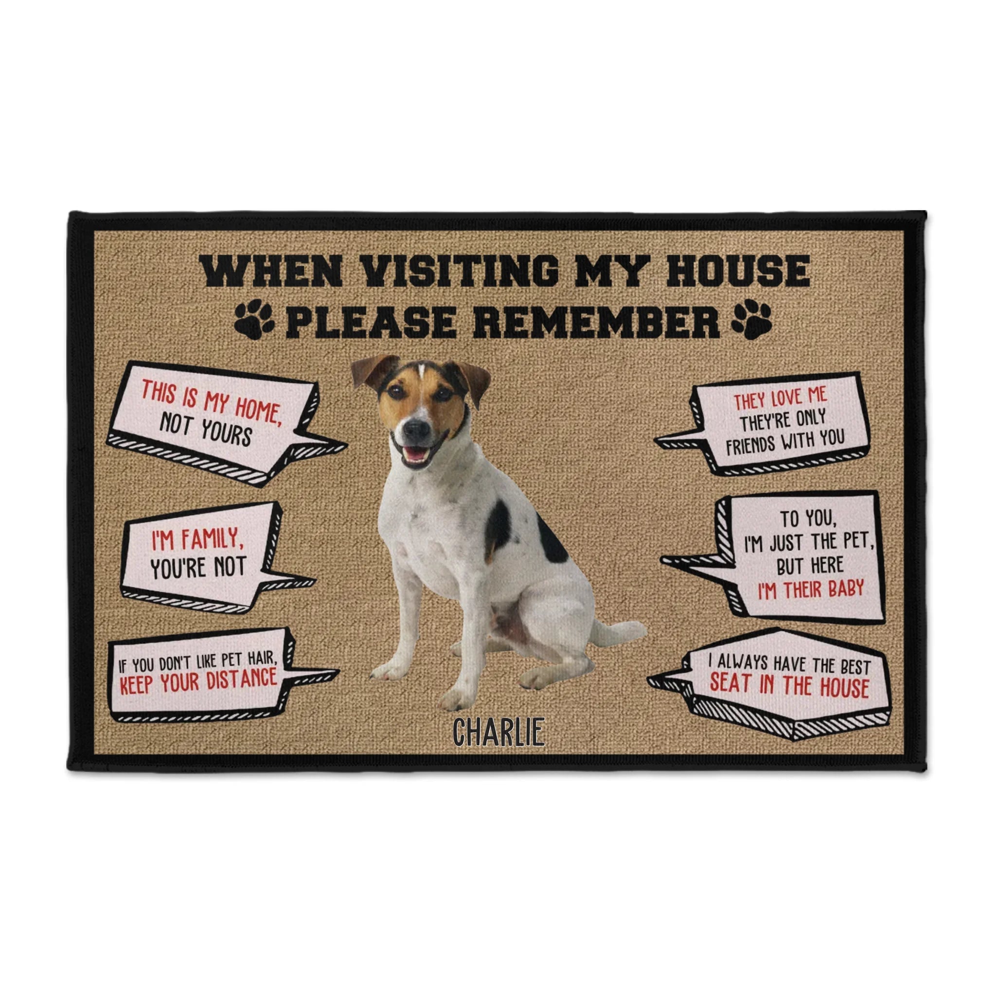 Custom Photo Dog Doormat, Welcome Home with Love Gift for Dog Lovers