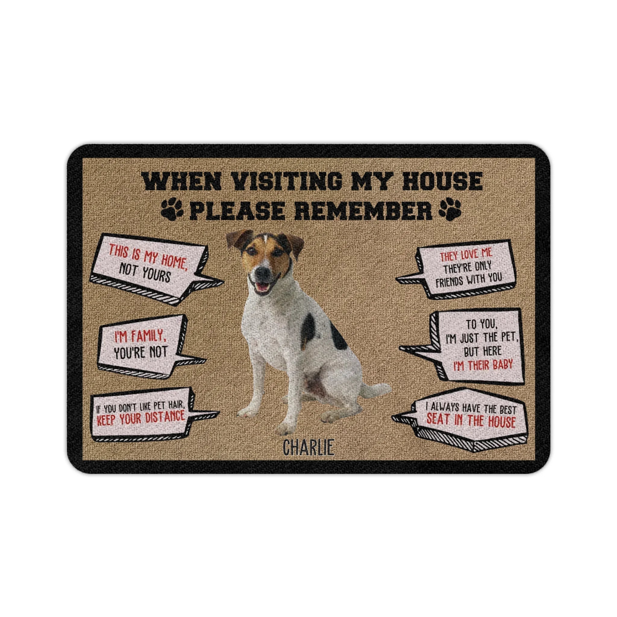Custom Photo Dog Doormat, Welcome Home with Love Gift for Dog Lovers