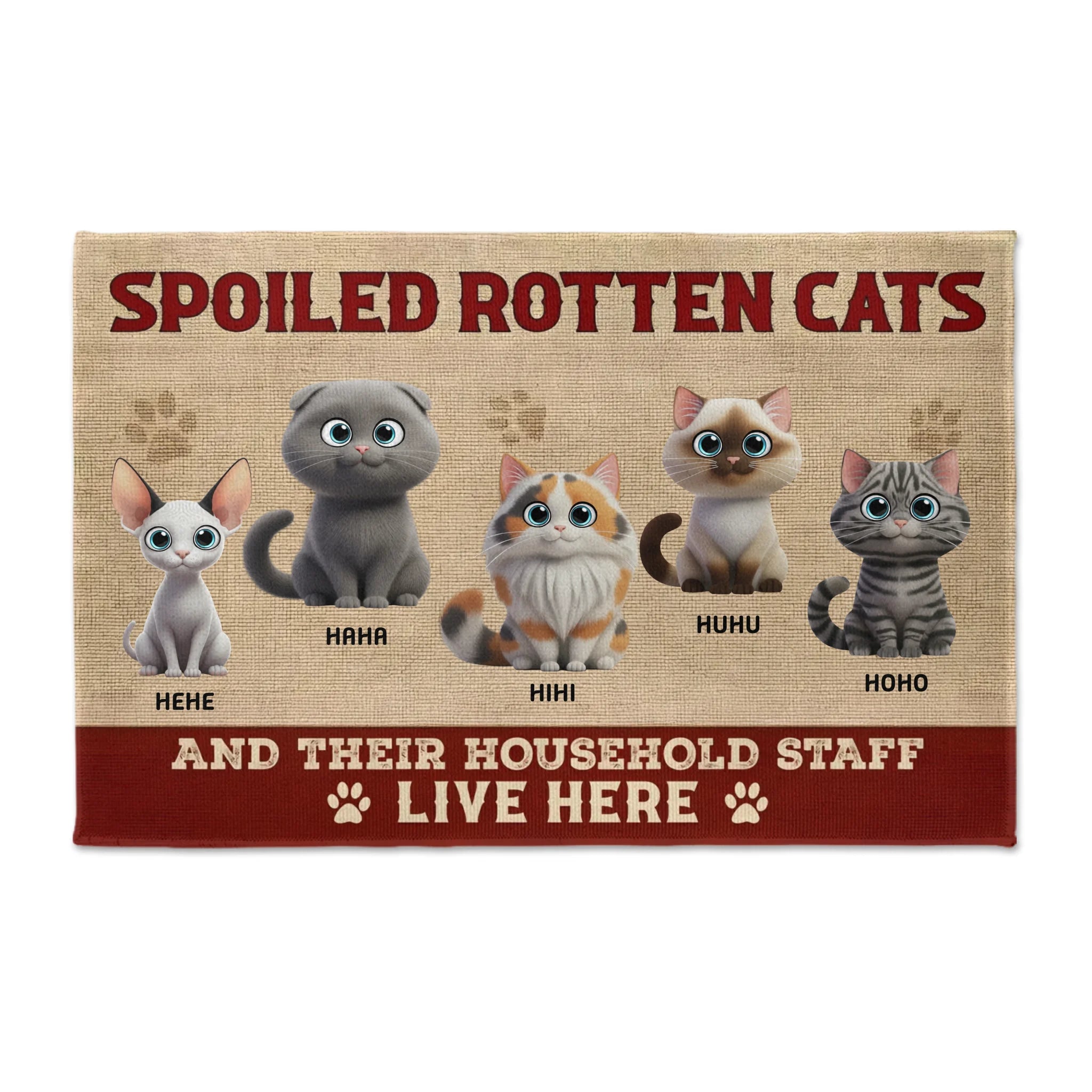 Custom Cat Doormat - Cute Spoiled Cats Live Here Doormat