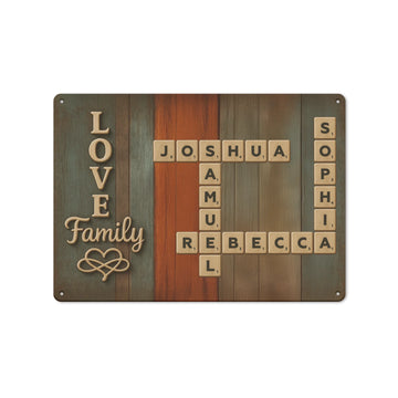 Family Name Crossword Puzzle Art – Personalized Metal Sign - Duconspace