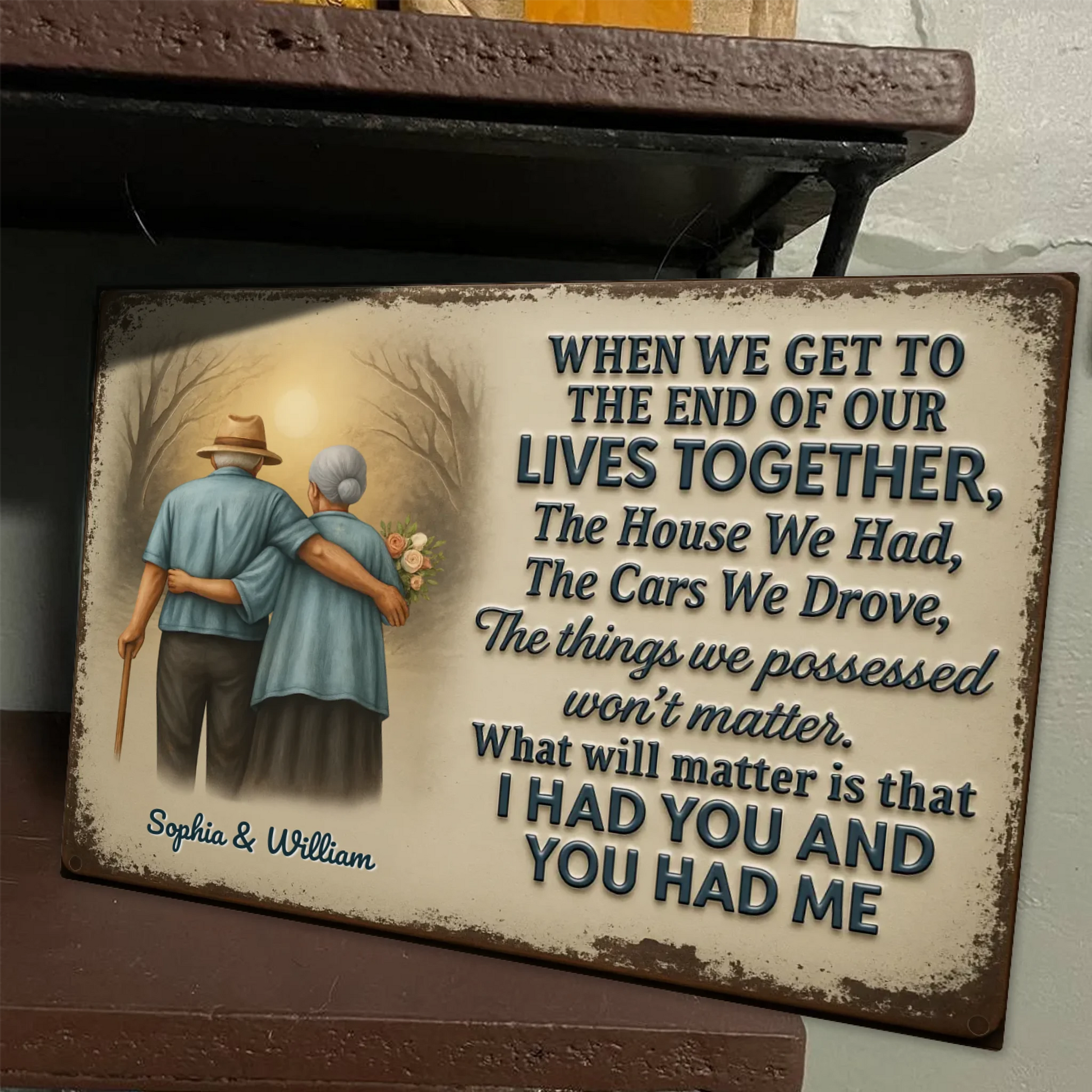 Duconspace Metal Sign Lanscape Zoom In, Metal Sign Decor on Table