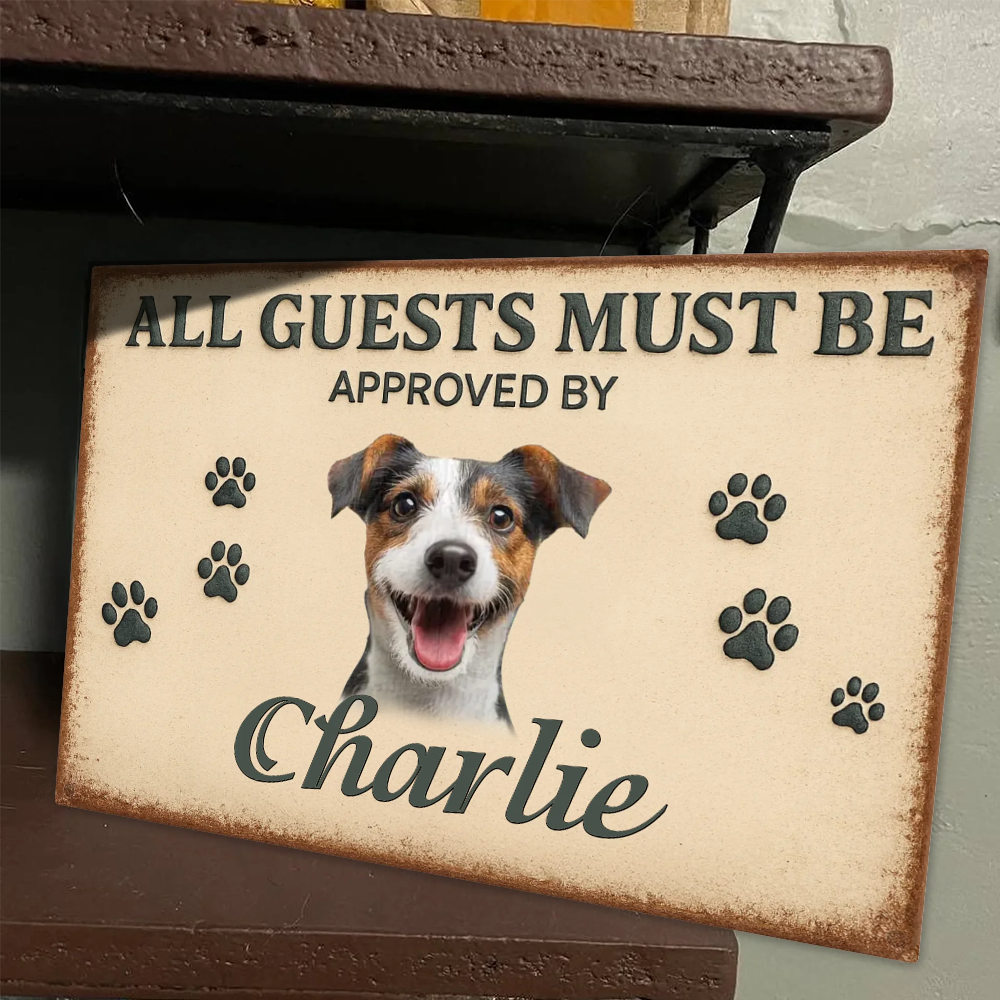 Duconspace Metal Sign Lanscape Zoom In, Metal Sign Decor on Table