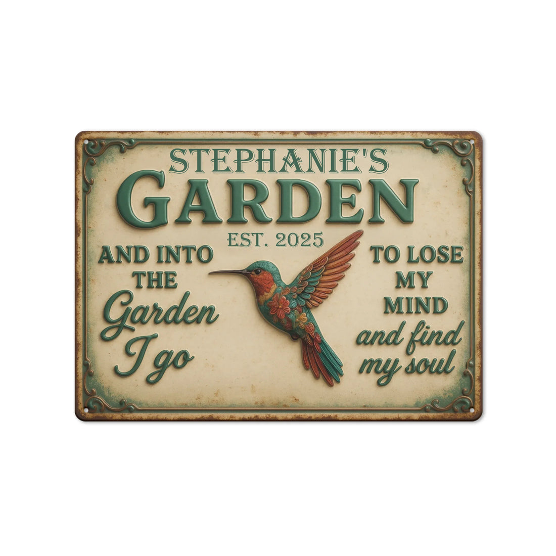 Personalized Garden Signs – Custom Metal Outdoor Hummingbird Sign - Duconspace