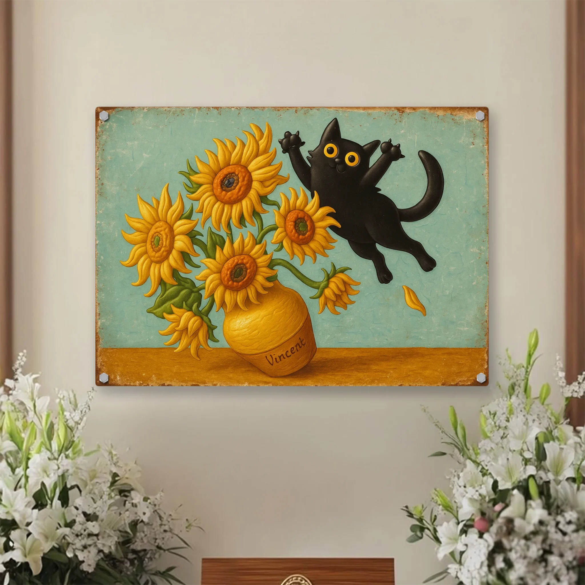 Duconspace Metal Sign Lanscape Indoor, Metal Sign Hanging on Living Room Wall