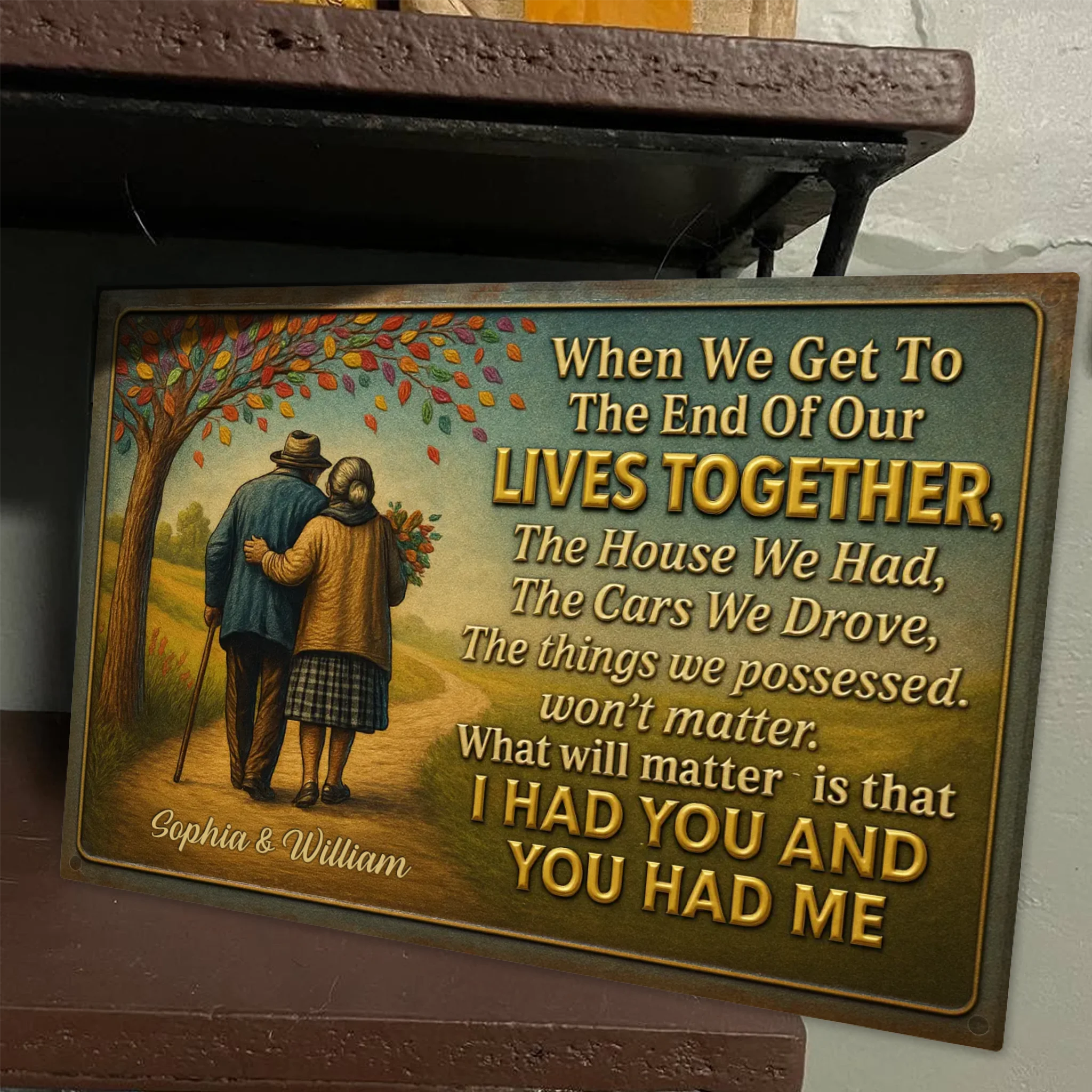 Duconspace Metal Sign Lanscape Zoom In, Metal Sign Decor on Table