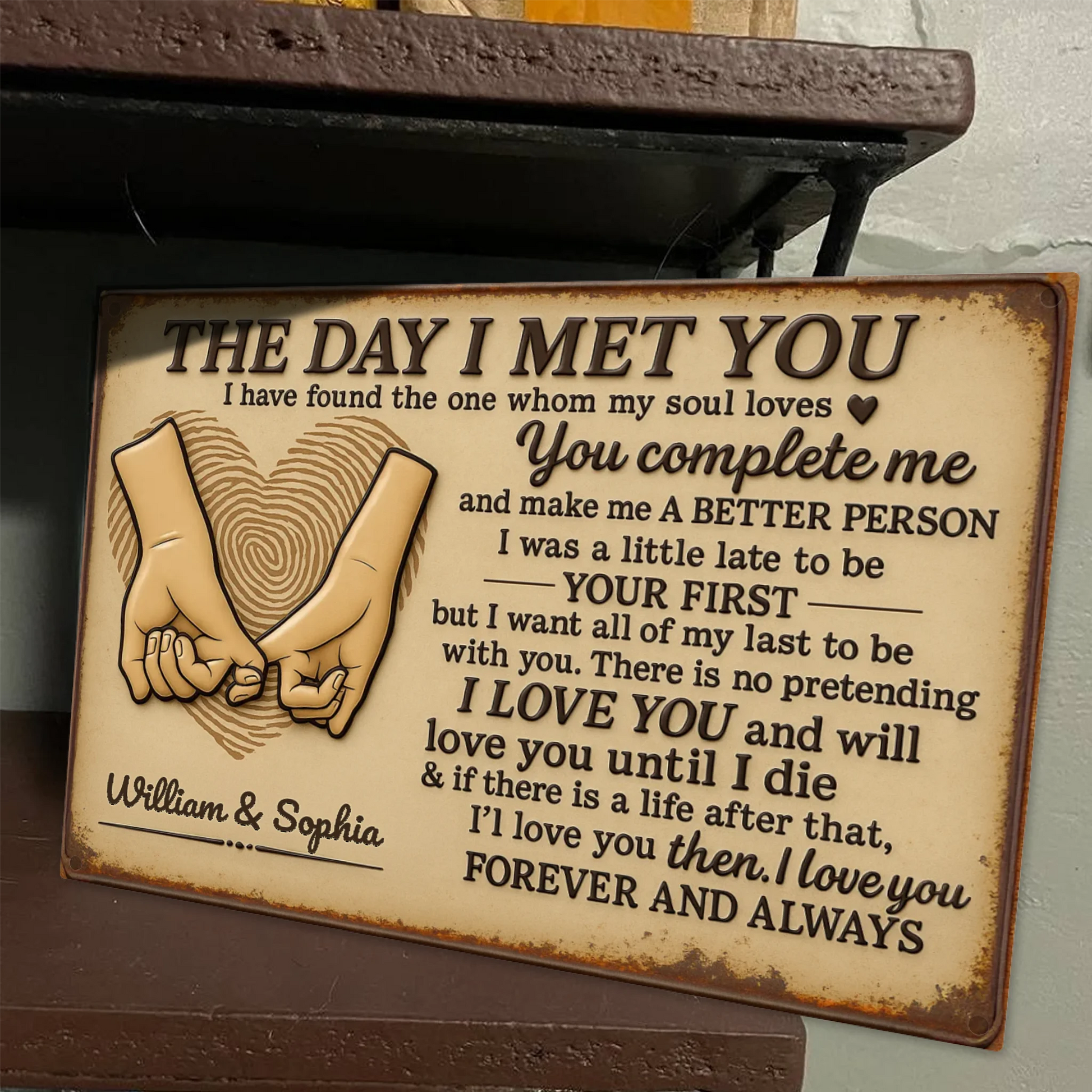 Duconspace Metal Sign Lanscape Zoom In, Metal Sign Decor on Table