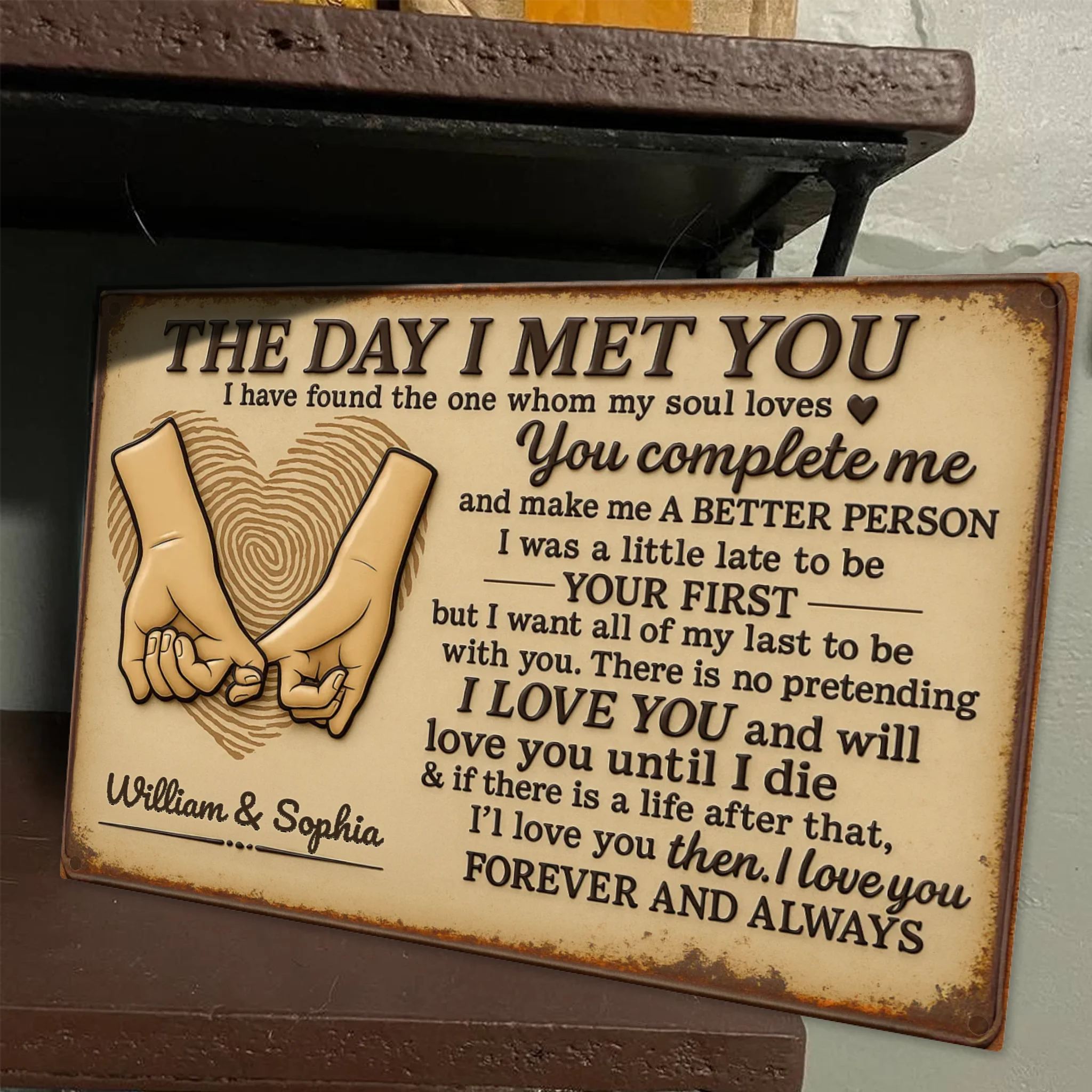 Duconspace Metal Sign Lanscape Zoom In, Metal Sign Decor on Table