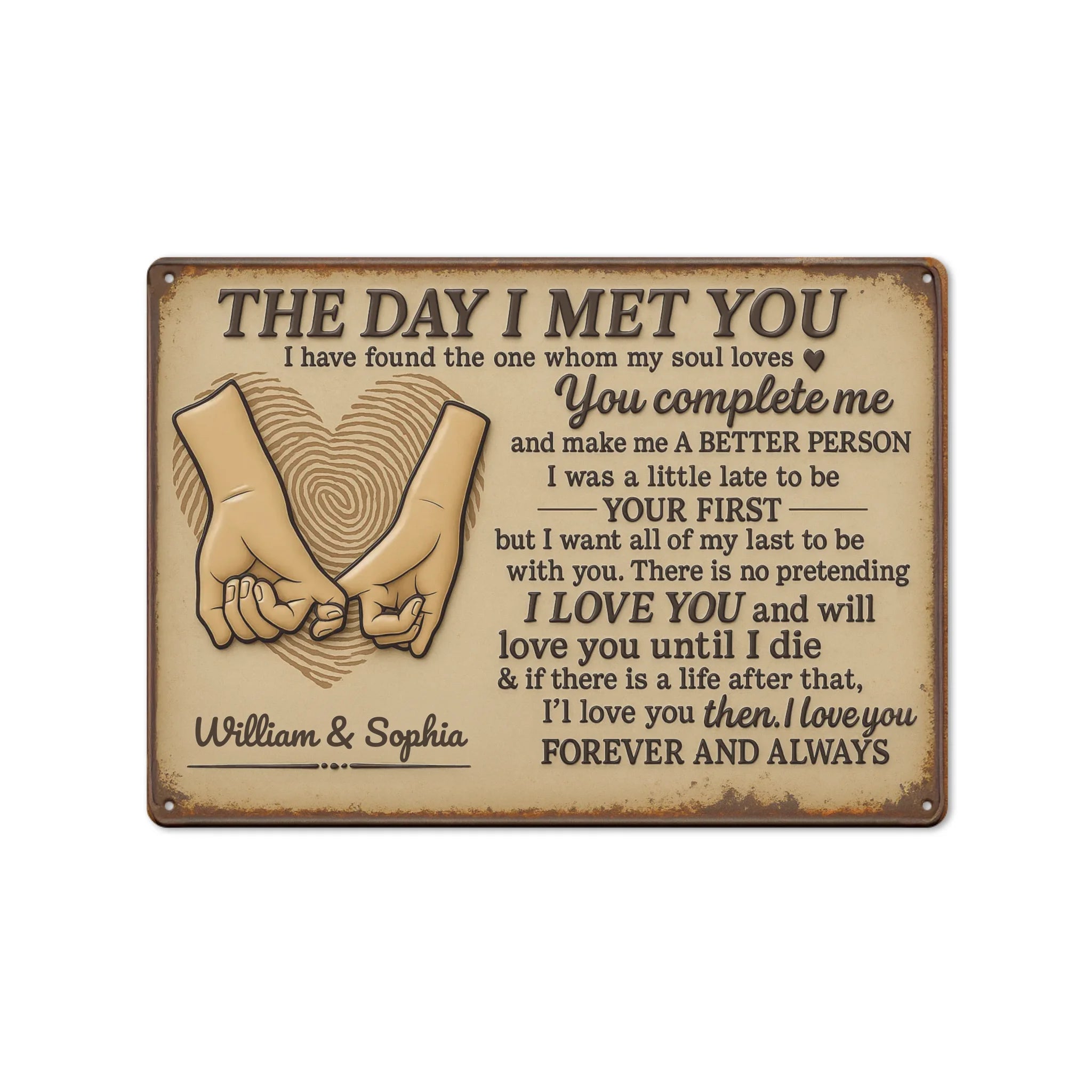 Personalized Gifts For Her – Romantic “The Day I Met You” Metal Sign