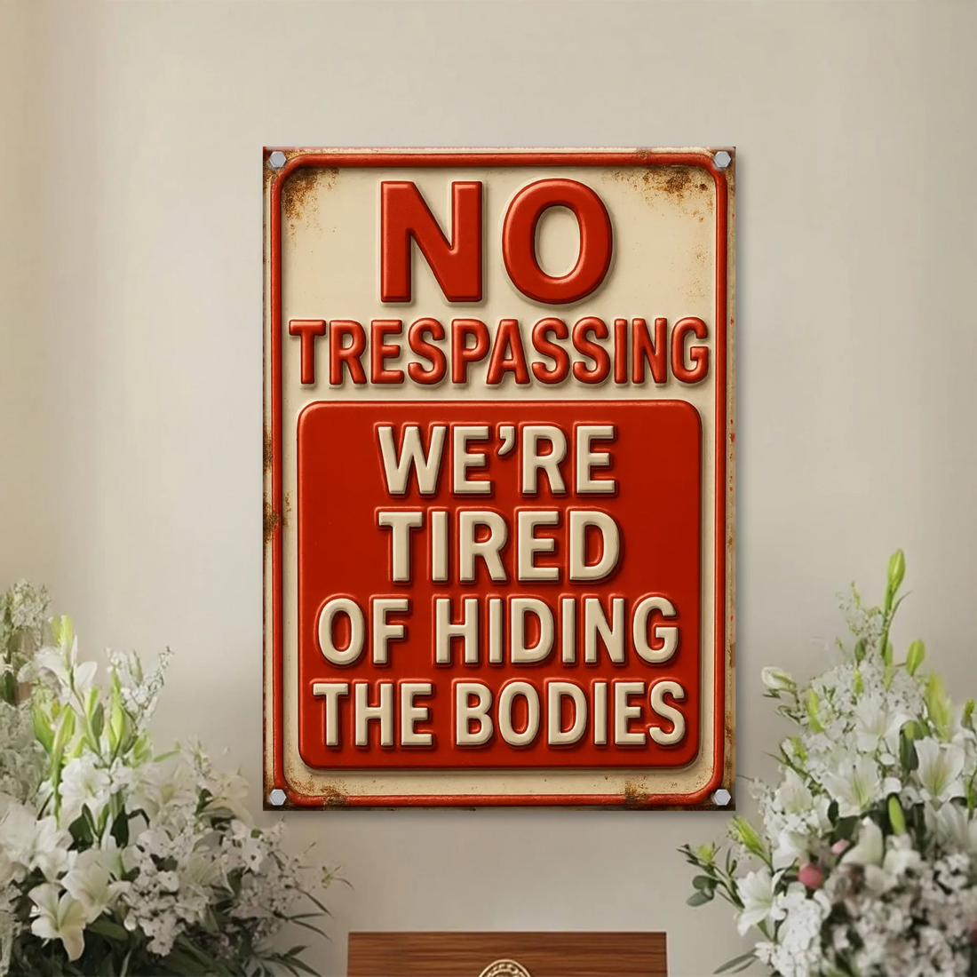 Duconspace Metal Sign Portrait Funny Warning Metal Sign