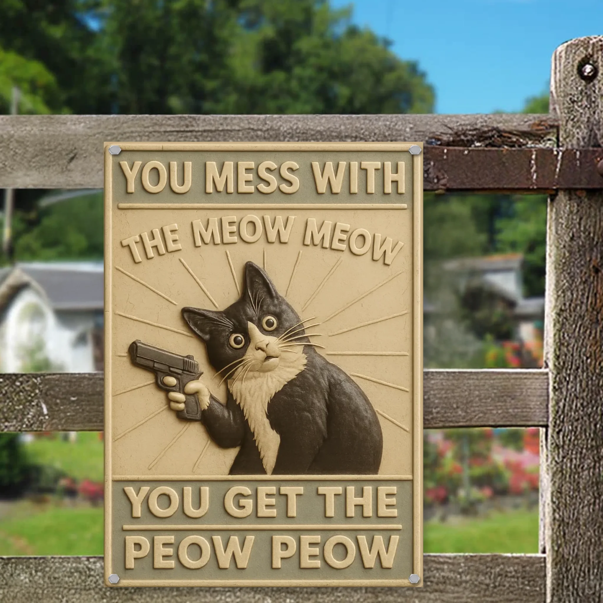 Duconspace Metal Sign Portrait Hanging On Garden Fence