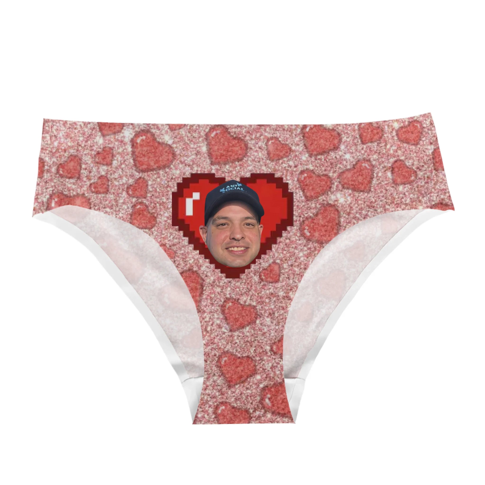 Pixel Heart Fun Womens Low-Waisted Brief - Custom Face, Give for Women