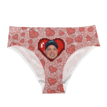 Pixel Heart Fun Womens Low-Waisted Brief - Custom Face, Give for Women