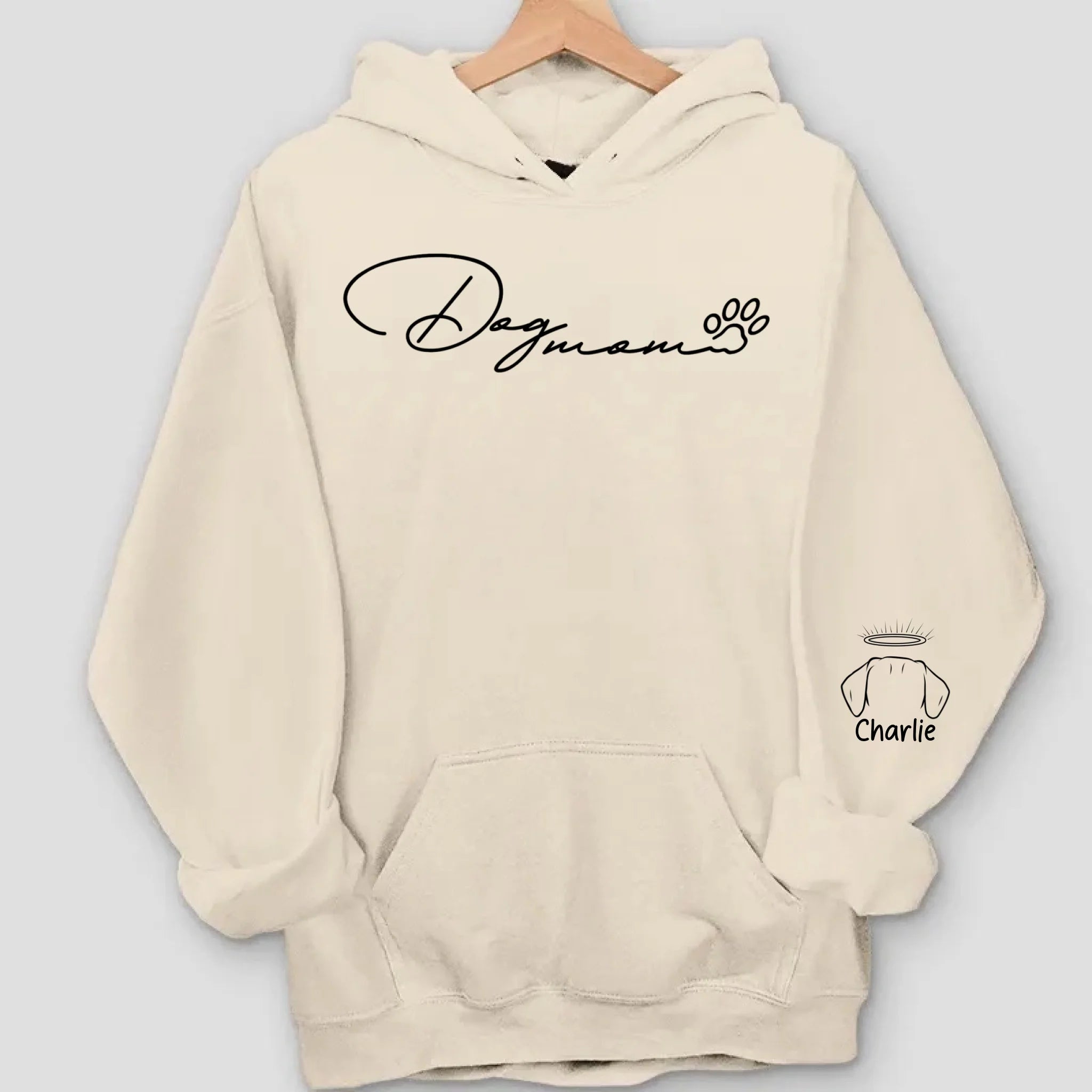 Dog Mom Hoodie with Paw Print – Cute Minimalist Sweatshirt for Dog Lovers