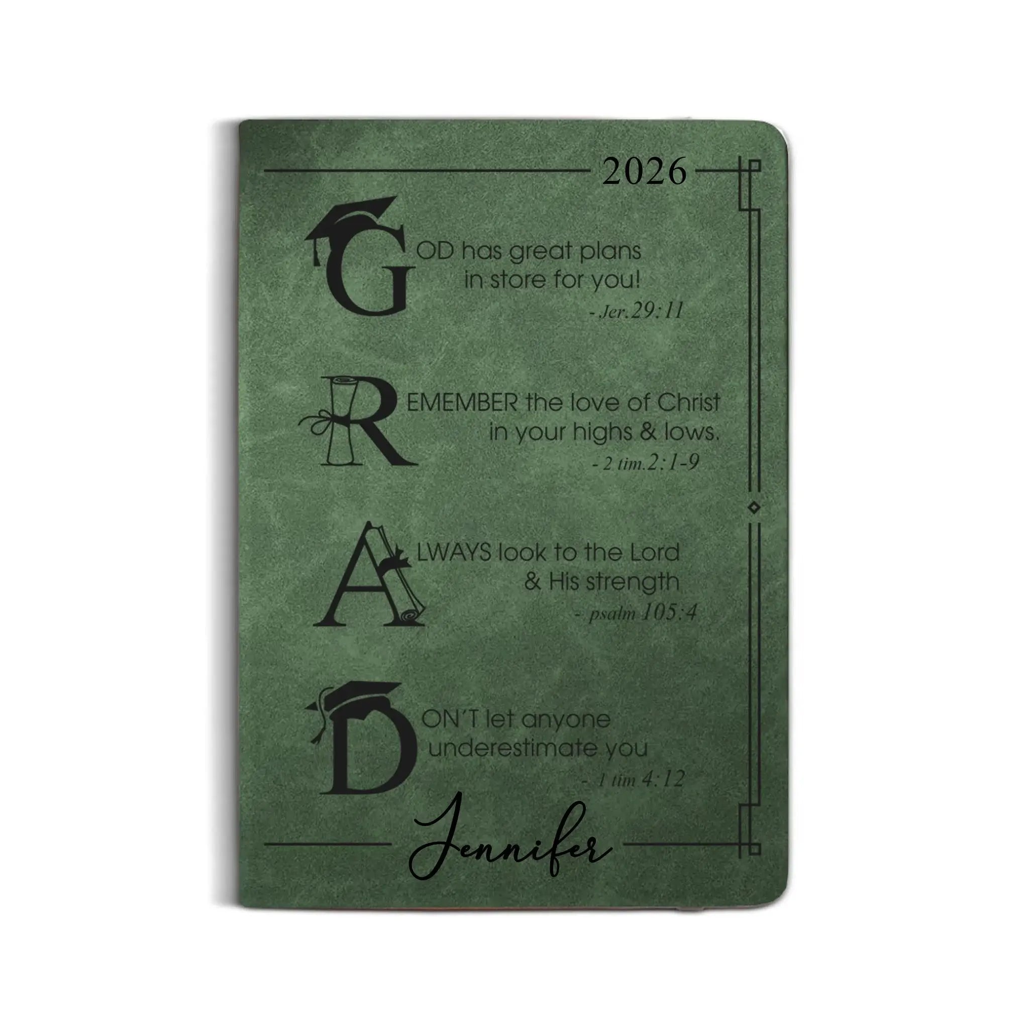 Leather Notebook Print - Leather Journal - Green Colors