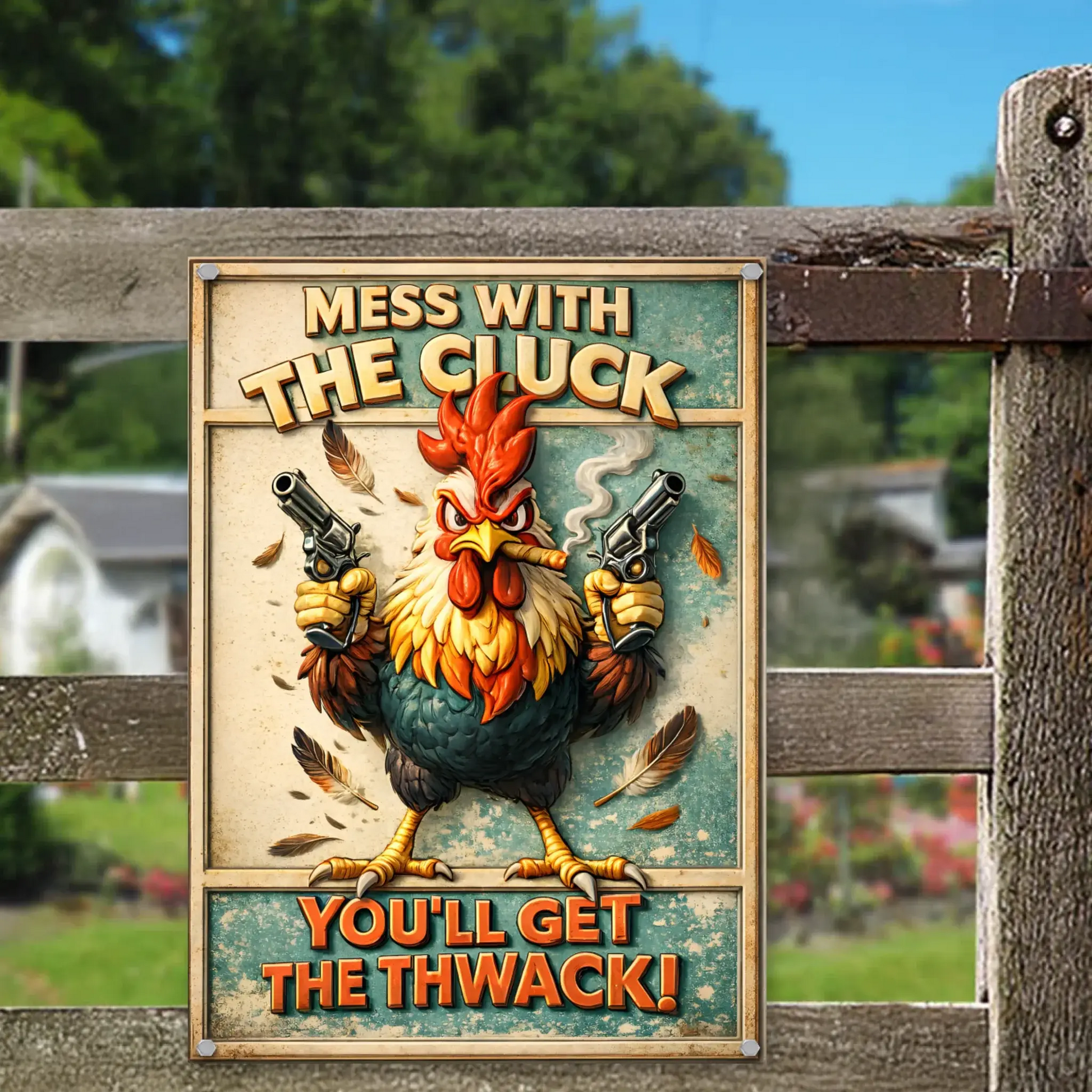 Duconspace Metal Sign Portrait Hanging On Garden Fence