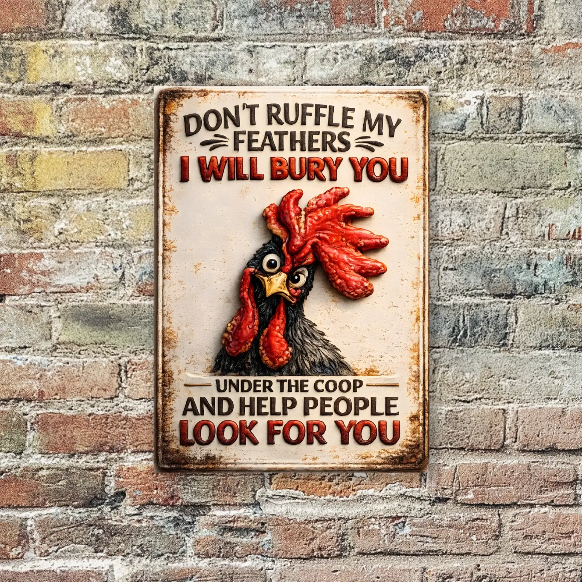 Duconspace Metal Sign Portrait Hanging On A Wall Outside House