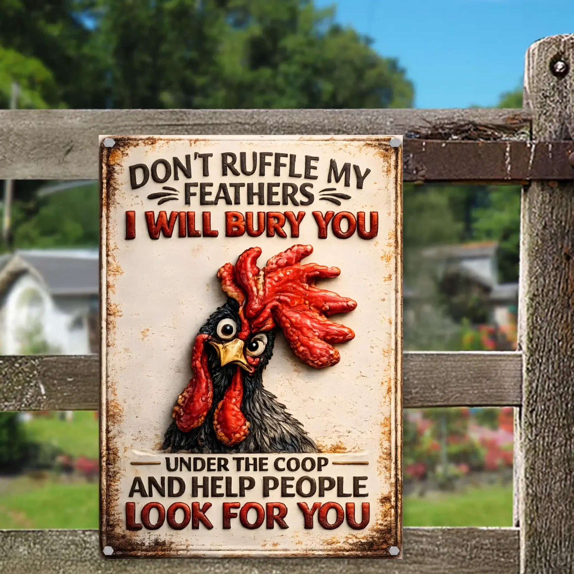 Duconspace Metal Sign Portrait Hanging On Garden Fence