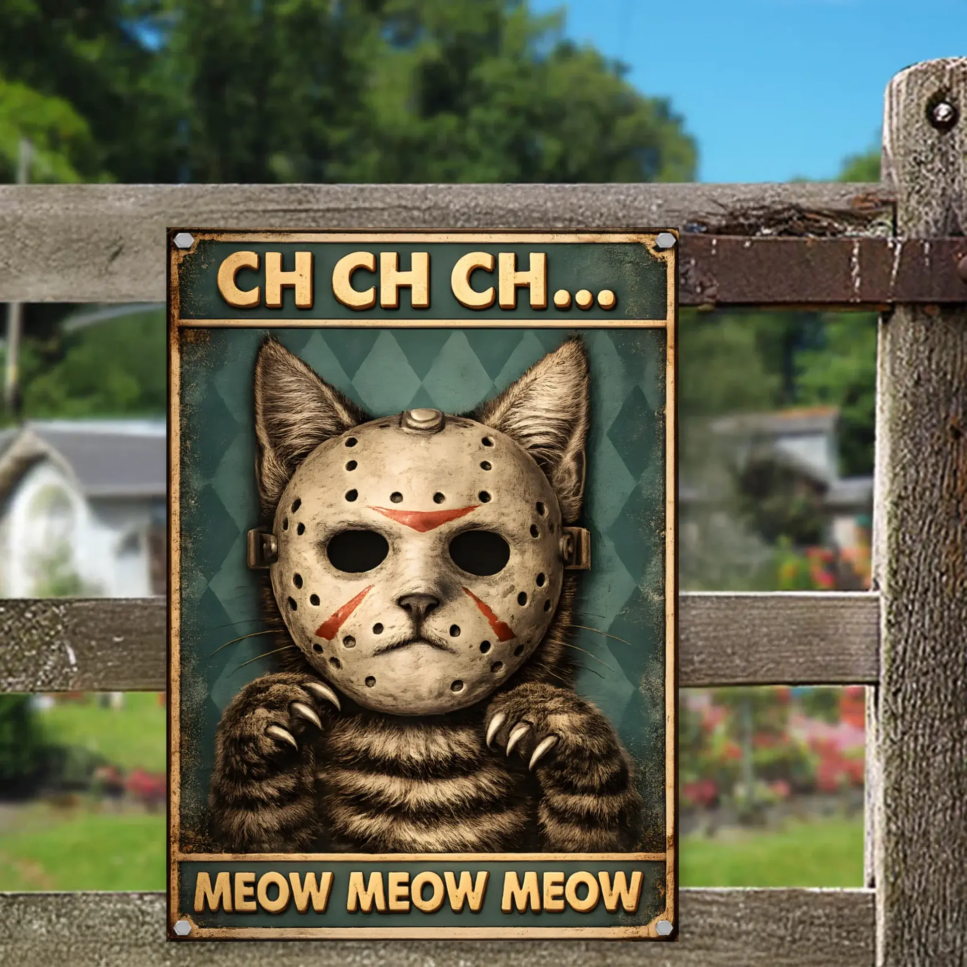 Duconspace Metal Sign Portrait Hanging On Garden Fence