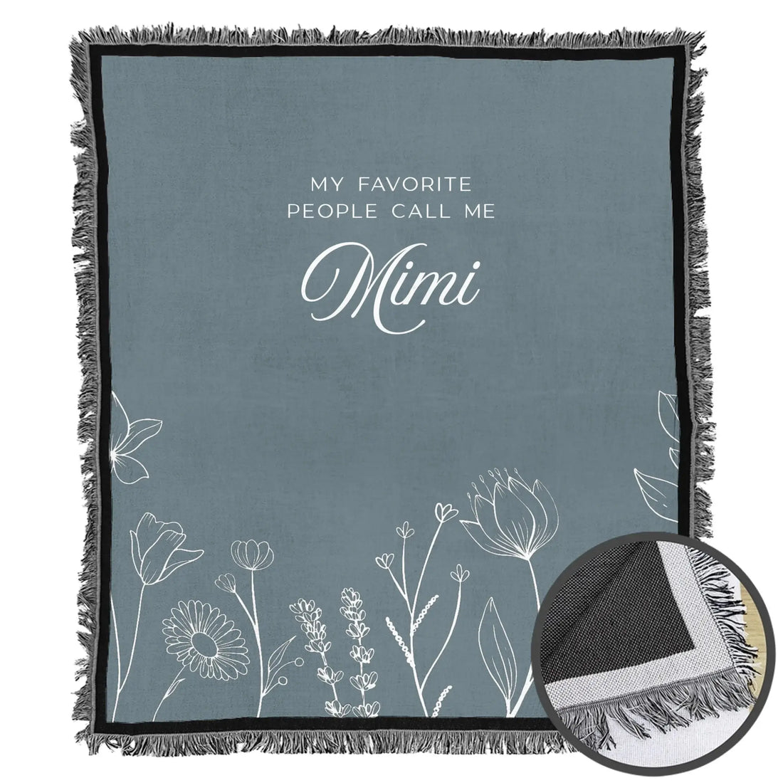 Custom Grandkids Floral Woven Blanket - Personalized Gift for Grandma Duconspace