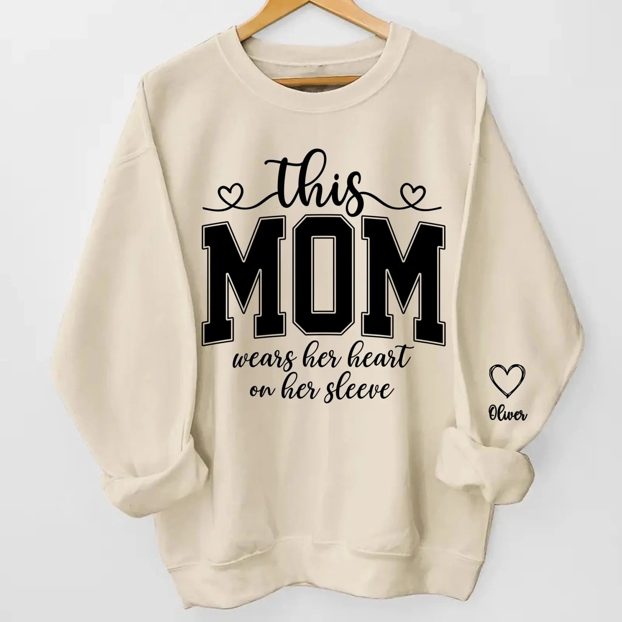 This Mom Wears Her Heart On Her Sleeves Sweatshirt Personalized Gift for Moms Duconspace