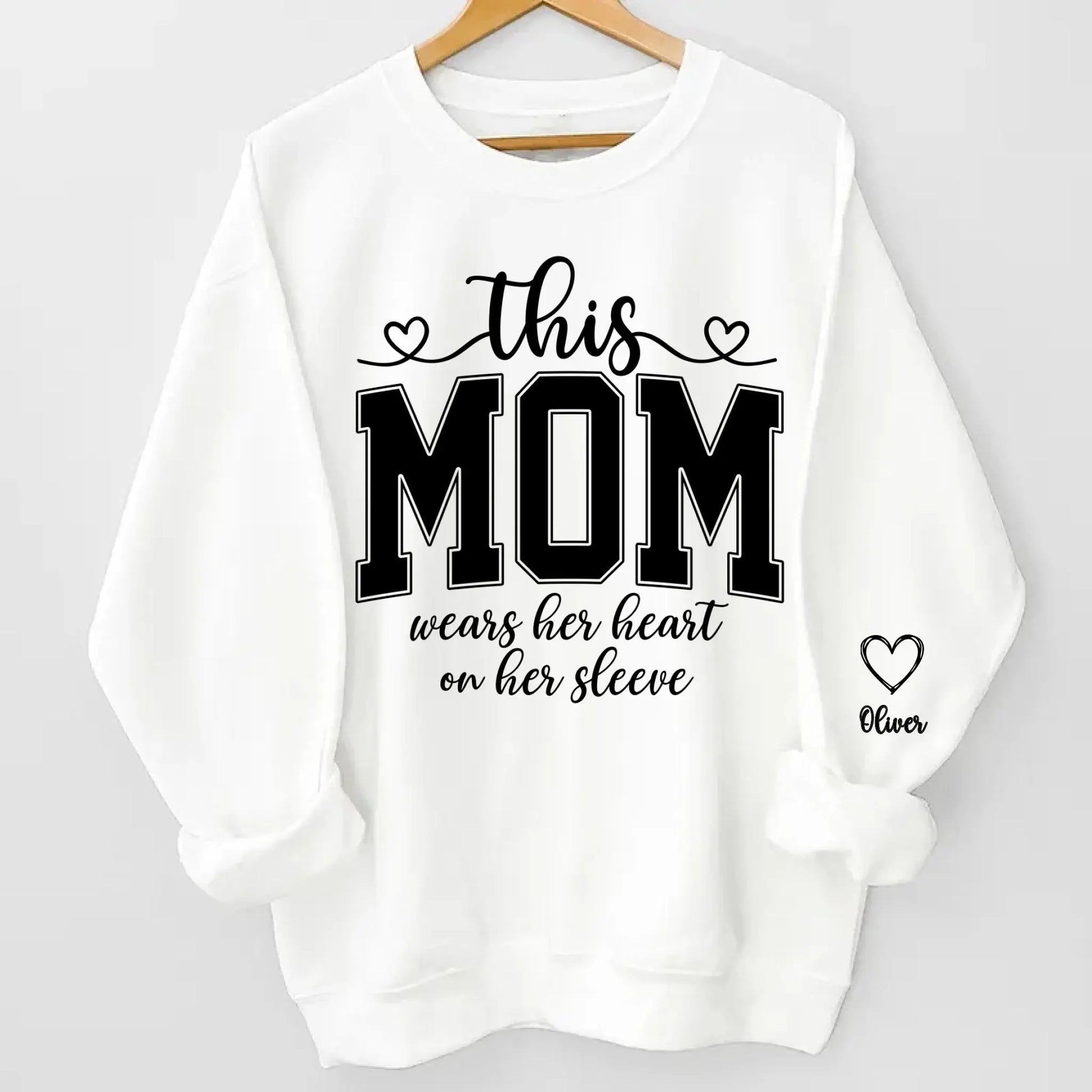 This Mom Wears Her Heart On Her Sleeves Sweatshirt Personalized Gift for Moms Duconspace
