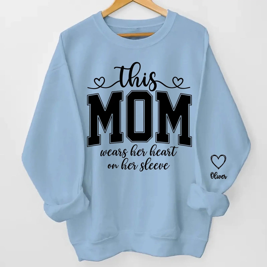This Mom Wears Her Heart On Her Sleeves Sweatshirt Personalized Gift for Moms Duconspace