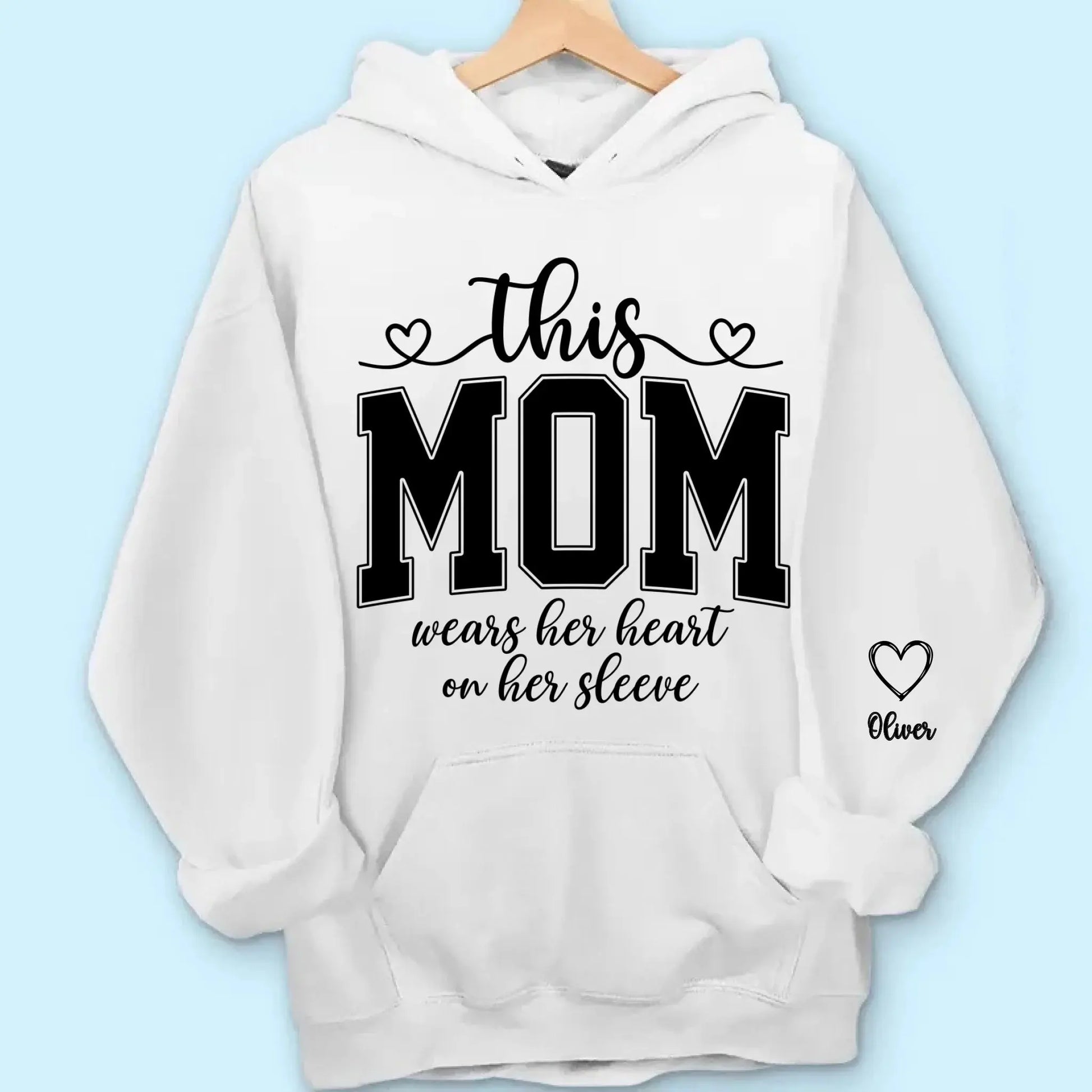 This Mom Wears Her Heart On Her Sleeves Sweatshirt Personalized Gift for Moms Duconspace