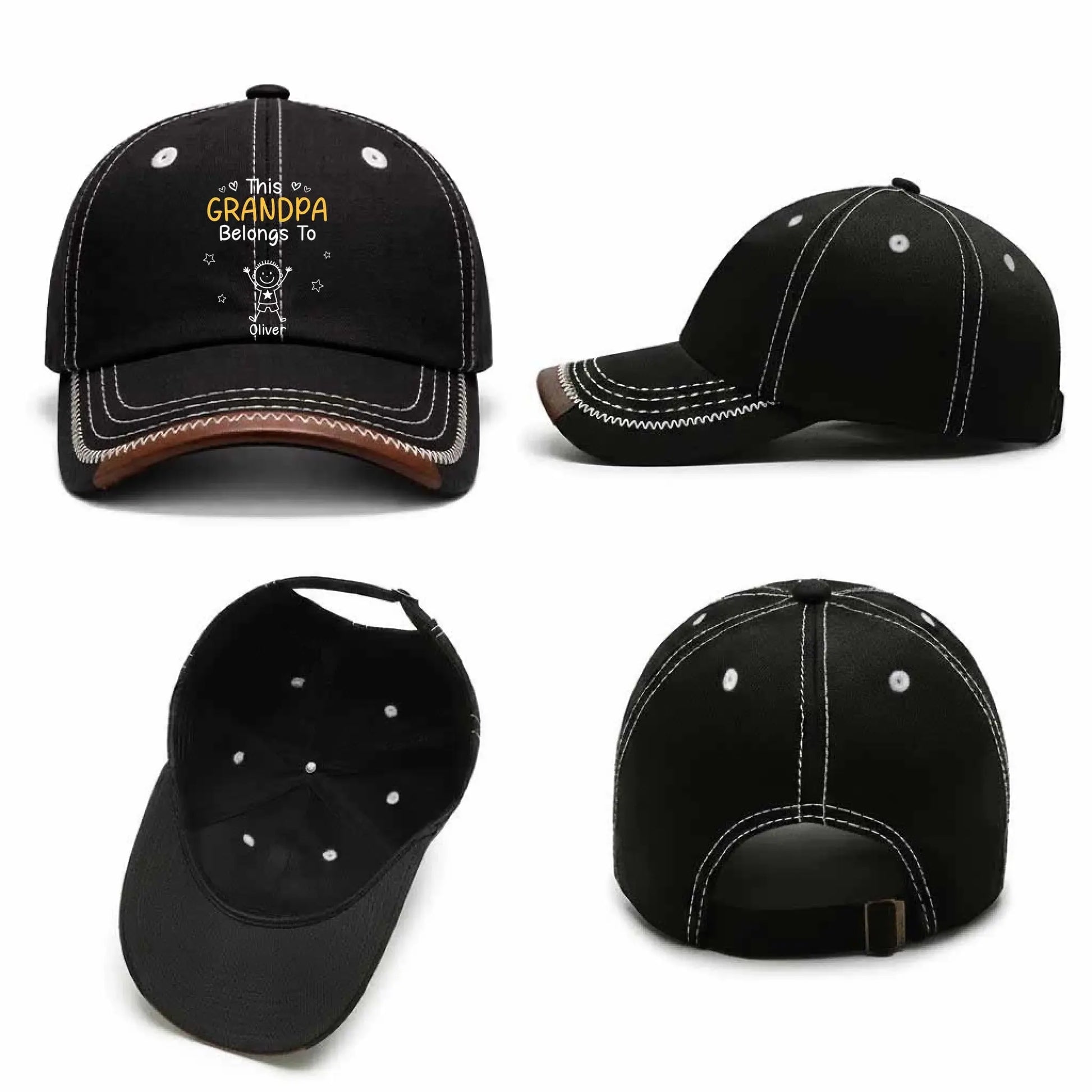 Vintage Soft Baseball Cap Front Back Right Left