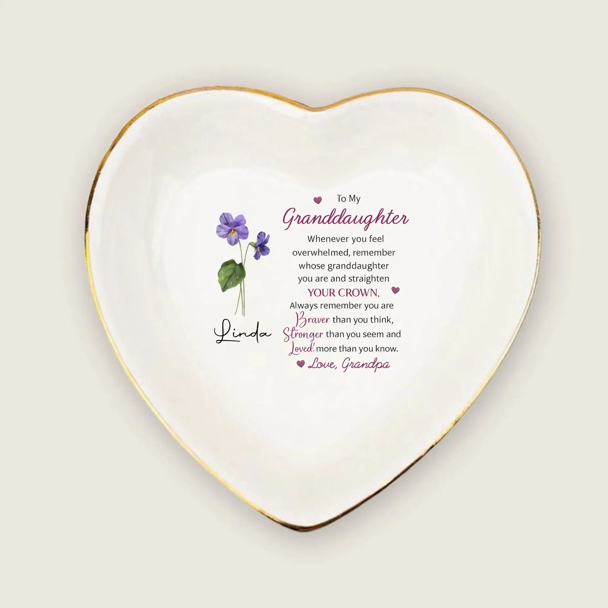 Custom Flower Jewelry Dish For Granddaughter, Gift for Grandkids Duconspace