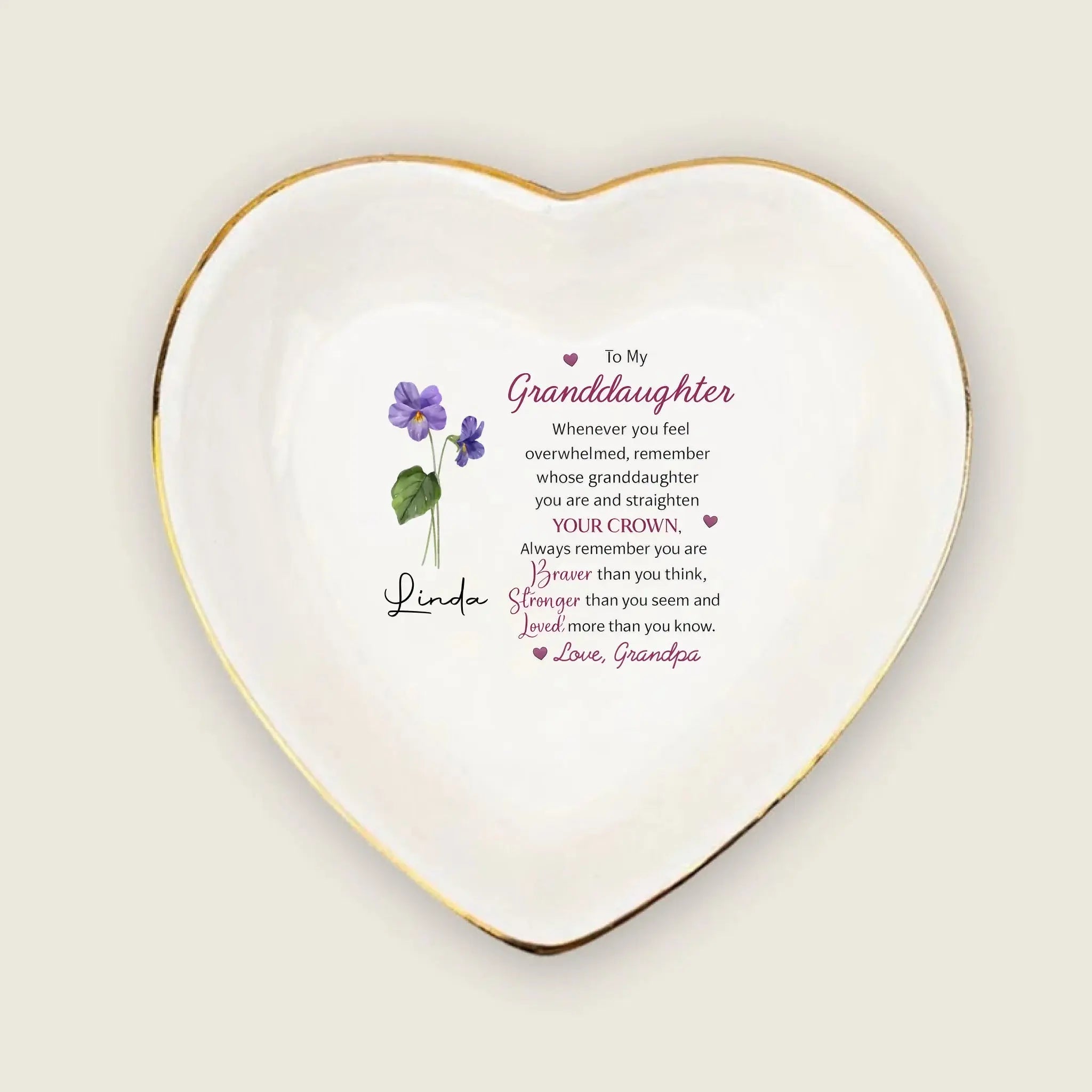 Custom Flower Jewelry Dish For Granddaughter, Gift for Grandkids Duconspace
